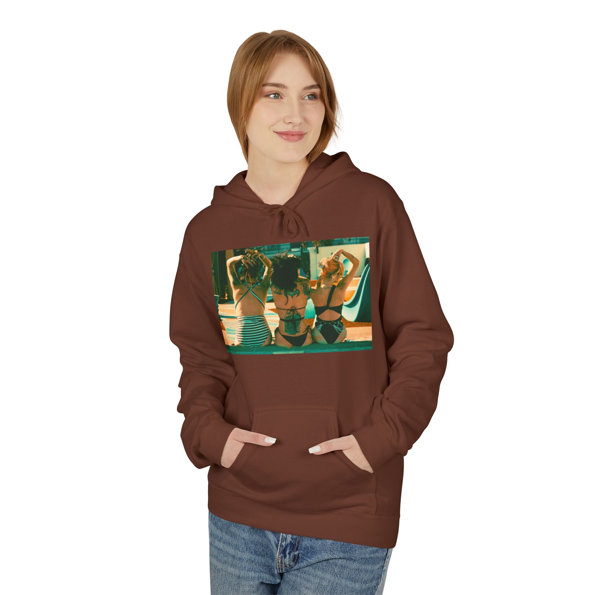 Retro Poolside Friends Hoodie — Vintage Bikini Photo Sweatshirt