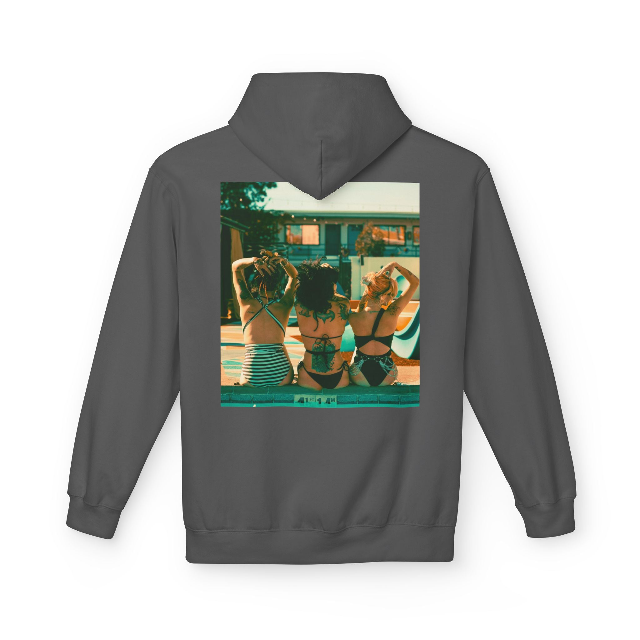 Retro Poolside Friends Hoodie — Vintage Bikini Photo Sweatshirt