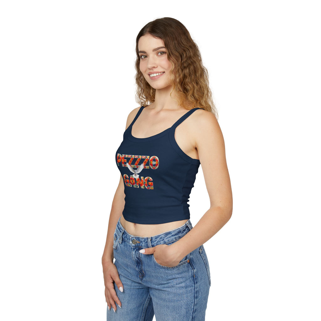 Pezzzo Gang Floral Crop Tank — Women's Spaghetti Strap Graphic Tank Top