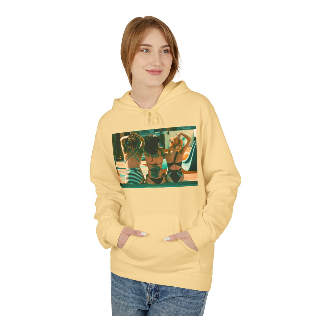 Retro Poolside Friends Hoodie — Vintage Bikini Photo Sweatshirt