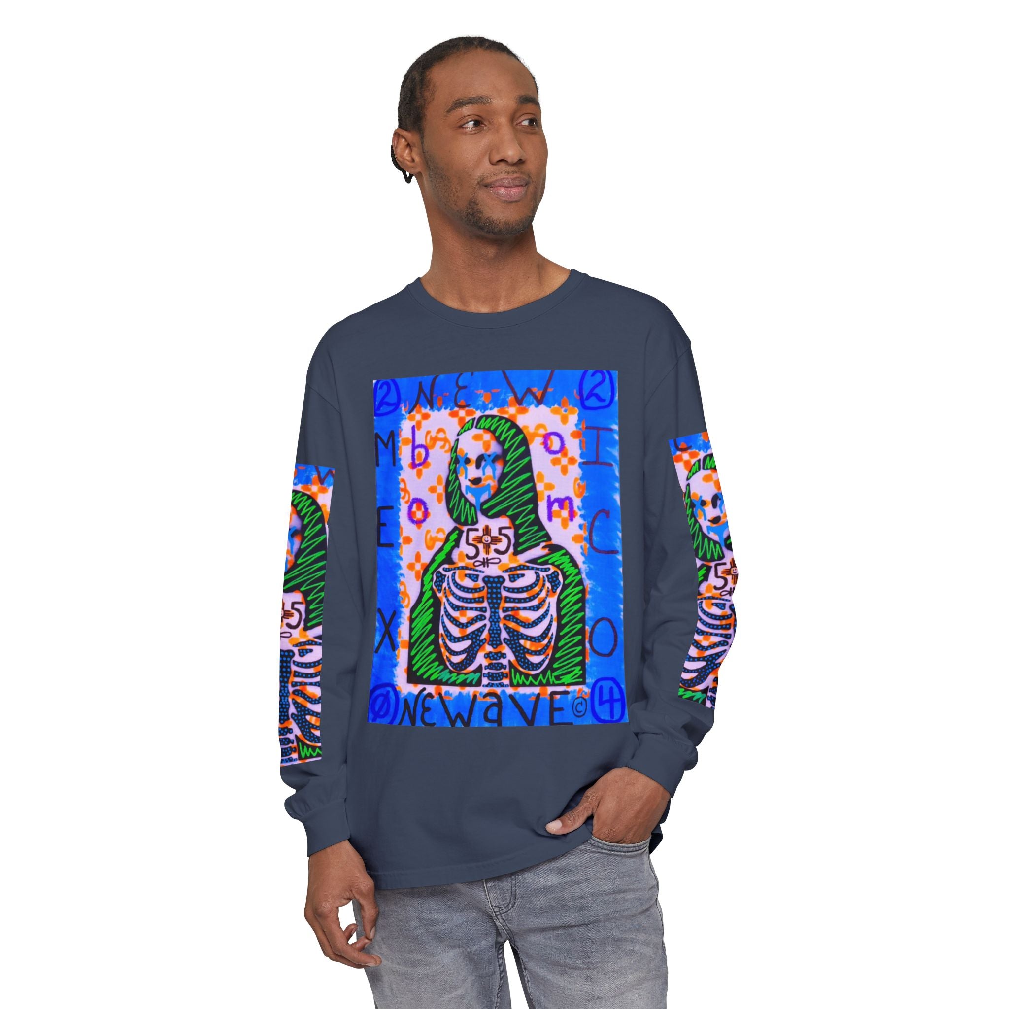 Skeleton Mona Lisa Long Sleeve Tee — 'New Wave' Graphic Shirt