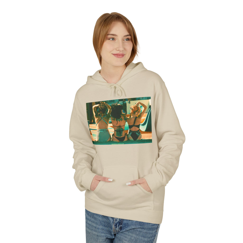 Retro Poolside Friends Hoodie — Vintage Bikini Photo Sweatshirt