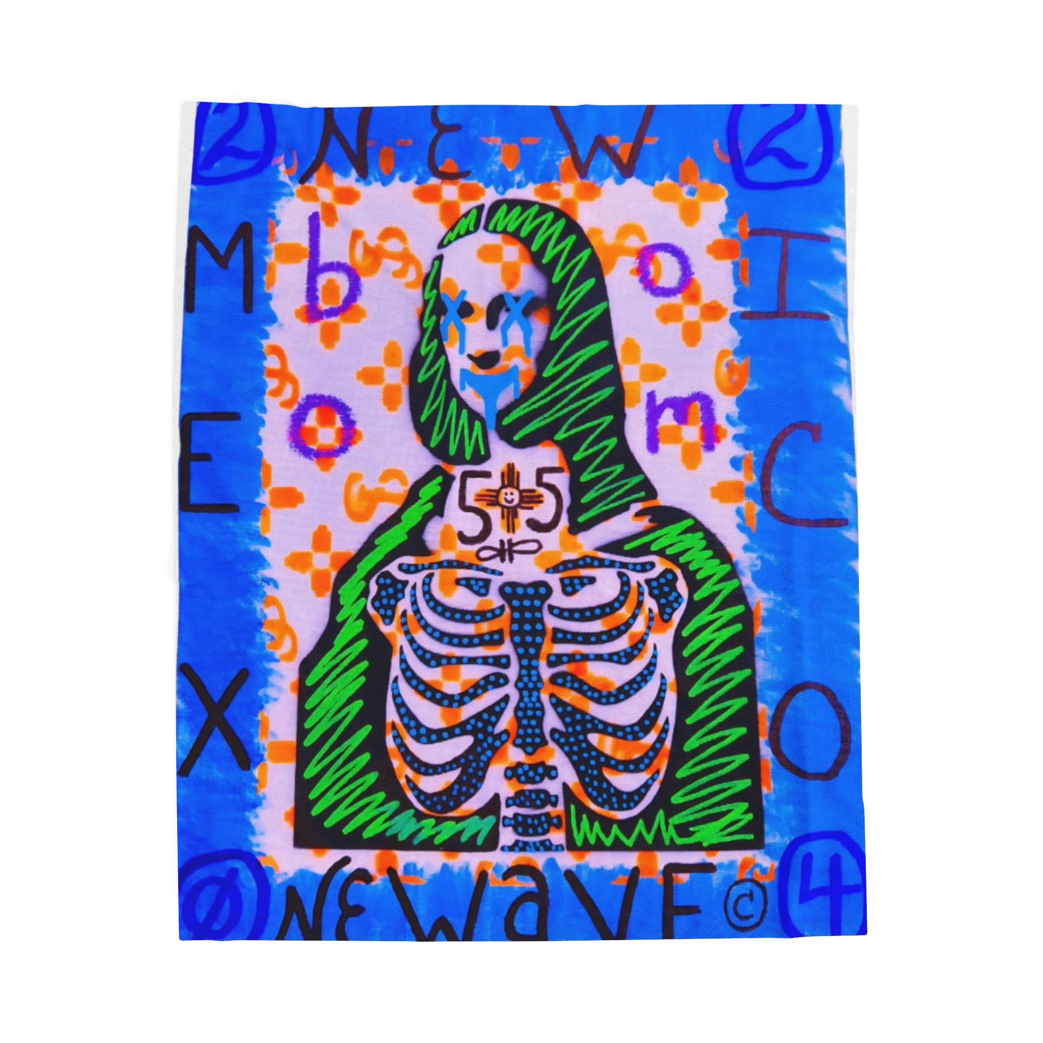 Neon Mona Lisa Art Throw Blanket (NeWMeXICOWAVe Design)