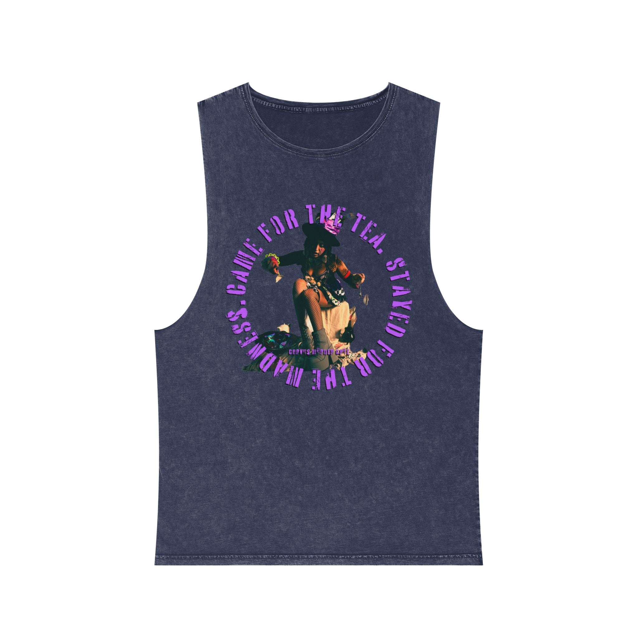 Came For The Tea by Nicholas Harvey-Stonewash Graphic Tank Top, Relaxed Summer Casual, Perfect for Music Festivals, Graphic Apparel for Men and Women, Streetwear