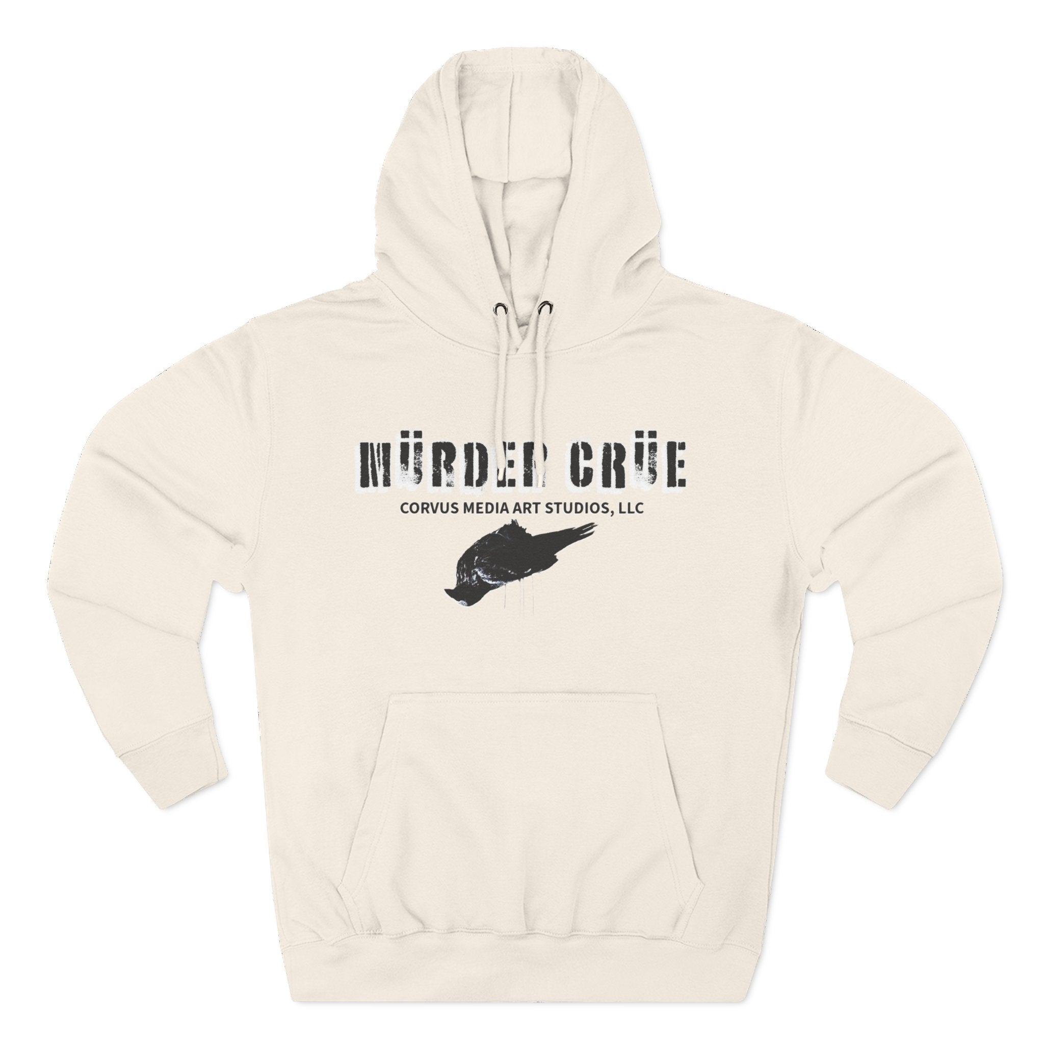 Steampunk crow Hoodie — 'Mürder Crüe' Graphic Fleece Hoodie with Feathered Raven Design