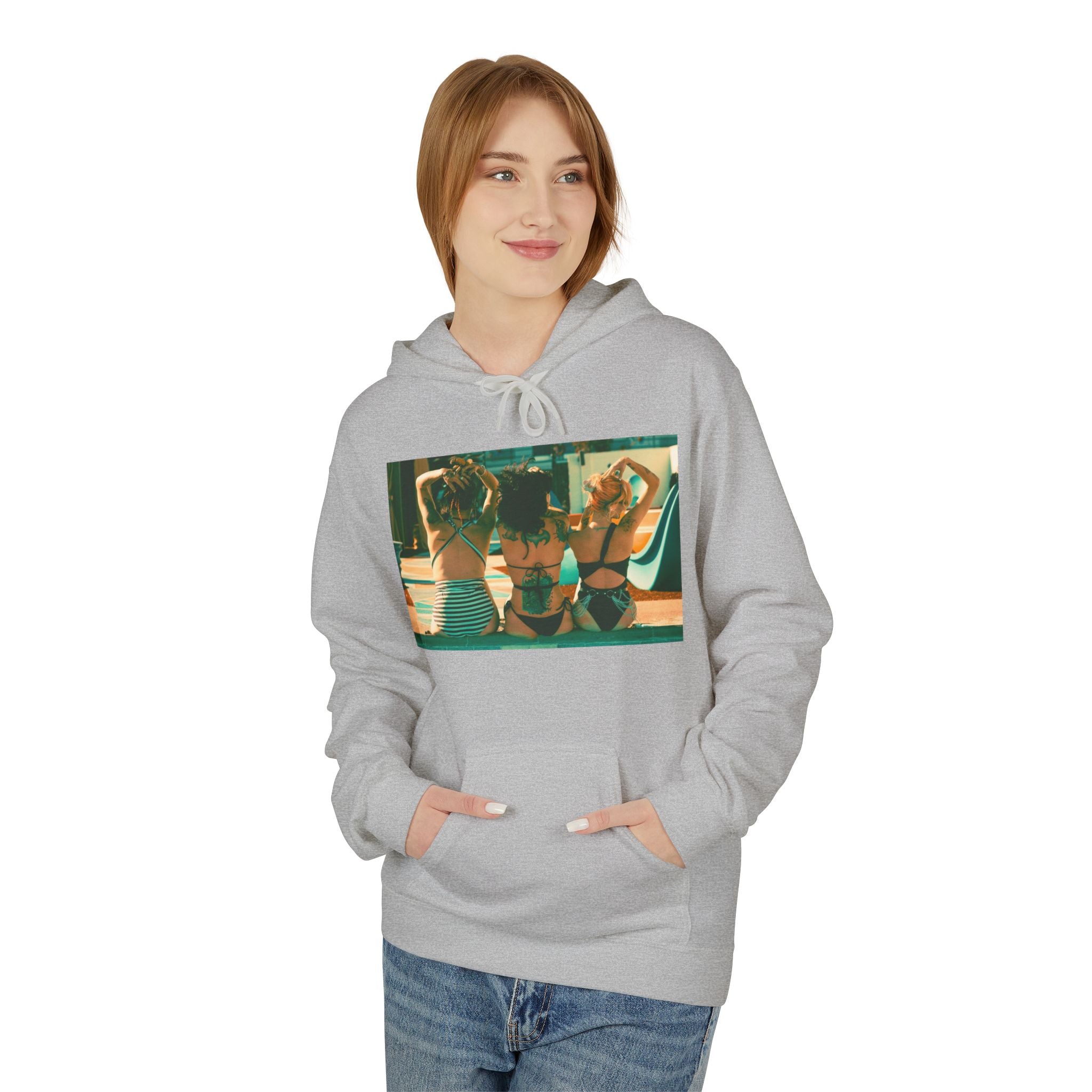 Retro Poolside Friends Hoodie — Vintage Bikini Photo Sweatshirt