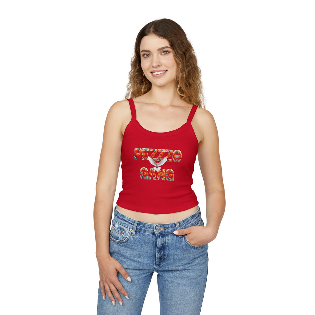 Pezzzo Gang Floral Crop Tank — Women's Spaghetti Strap Graphic Tank Top