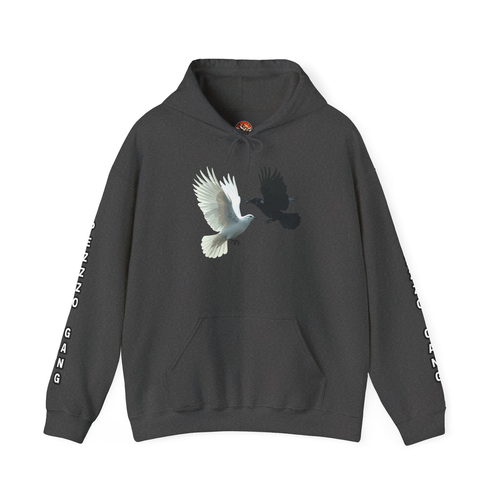 Pezzzo Gang & Mürder Crüe Collab Hoodie — Dove and Crow Contrast Graphic Pullover