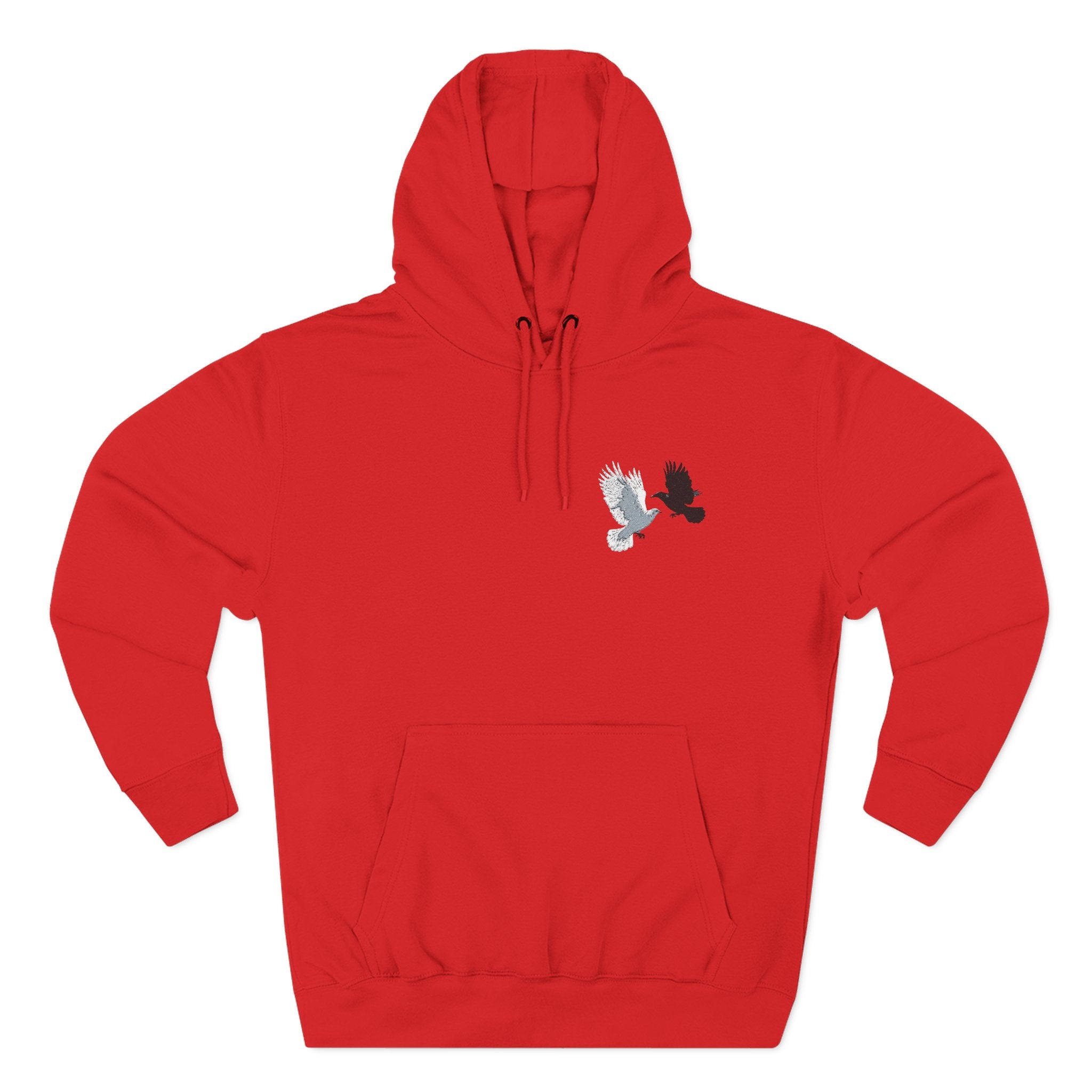 Raven & Dove Minimalist Hoodie — Small Chest Bird Graphic
