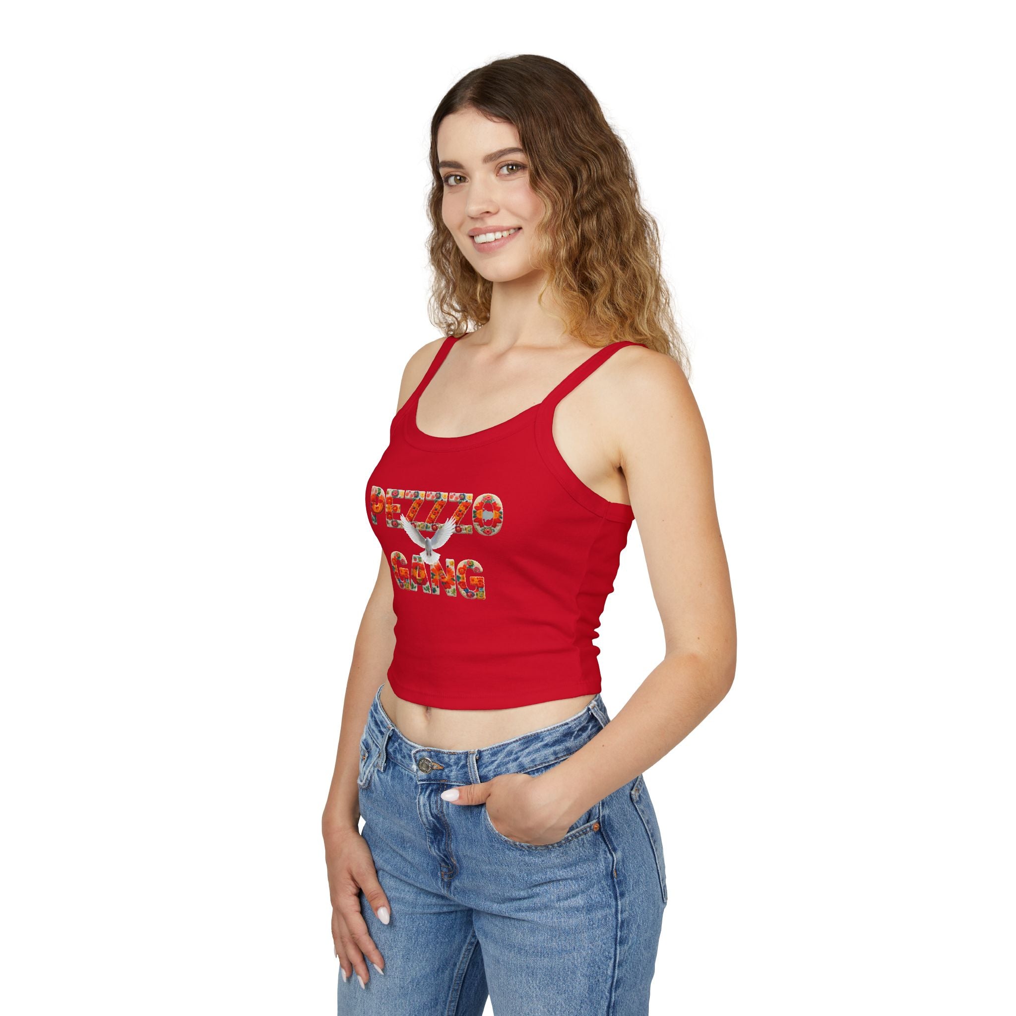 Pezzzo Gang Floral Crop Tank — Women's Spaghetti Strap Graphic Tank Top