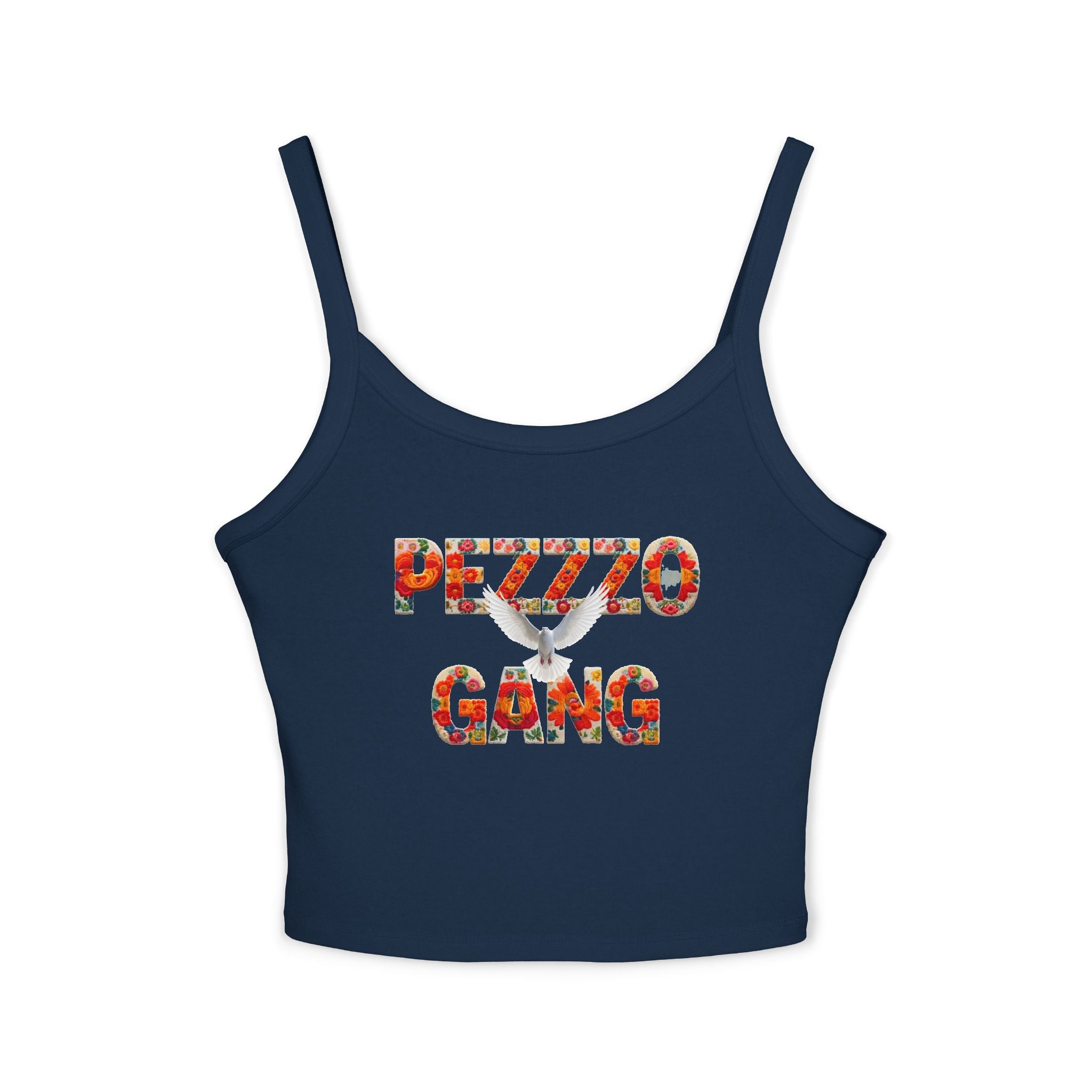 Pezzzo Gang Floral Crop Tank — Women's Spaghetti Strap Graphic Tank Top