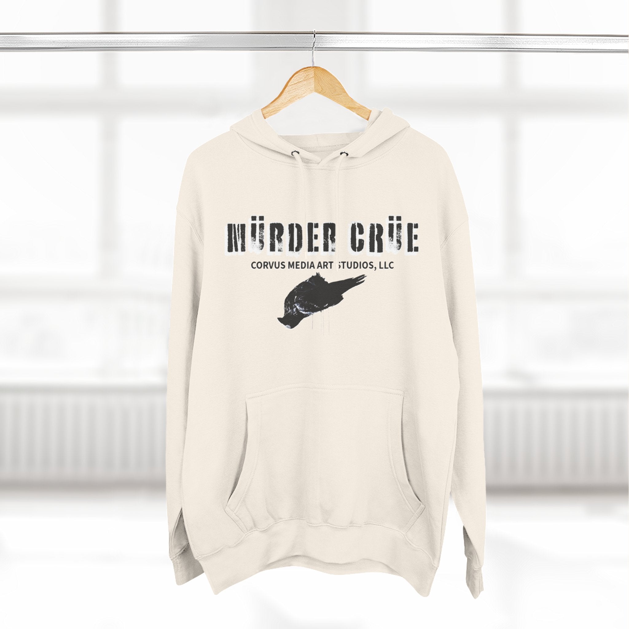 Steampunk crow Hoodie — 'Mürder Crüe' Graphic Fleece Hoodie with Feathered Raven Design