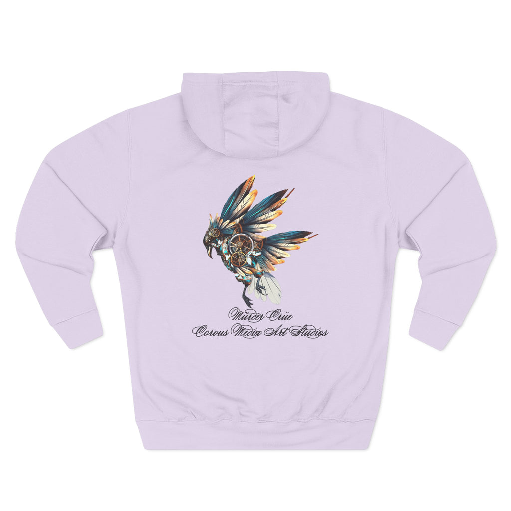 Steampunk crow Hoodie — 'Mürder Crüe' Graphic Fleece Hoodie with Feathered Raven Design