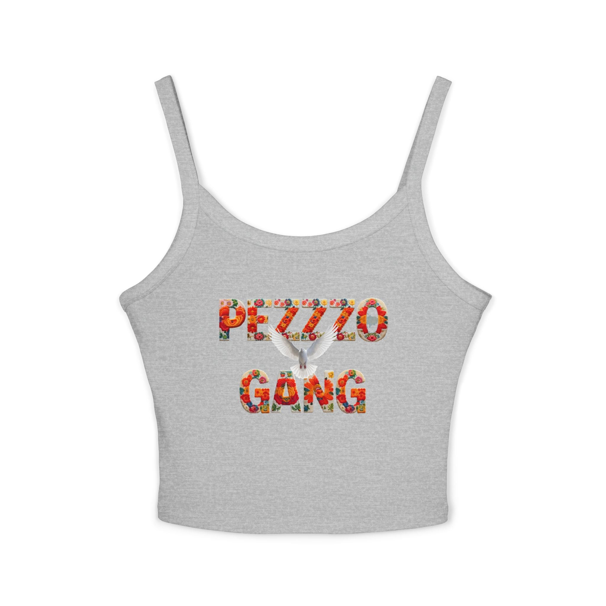Pezzzo Gang Floral Crop Tank — Women's Spaghetti Strap Graphic Tank Top