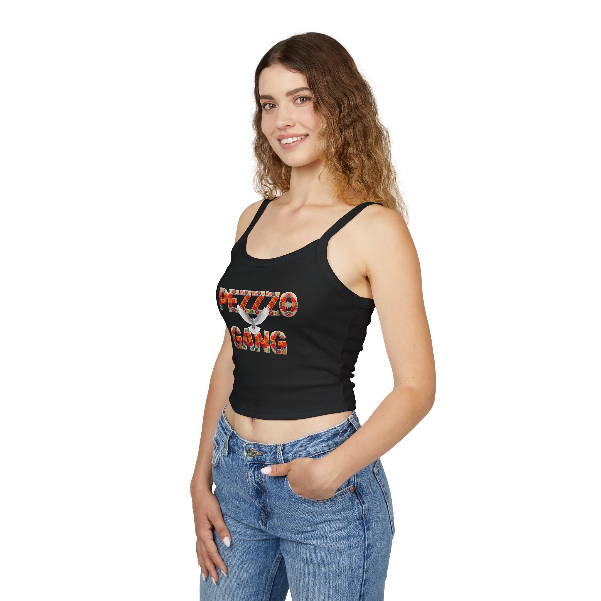 Pezzzo Gang Floral Crop Tank — Women's Spaghetti Strap Graphic Tank Top