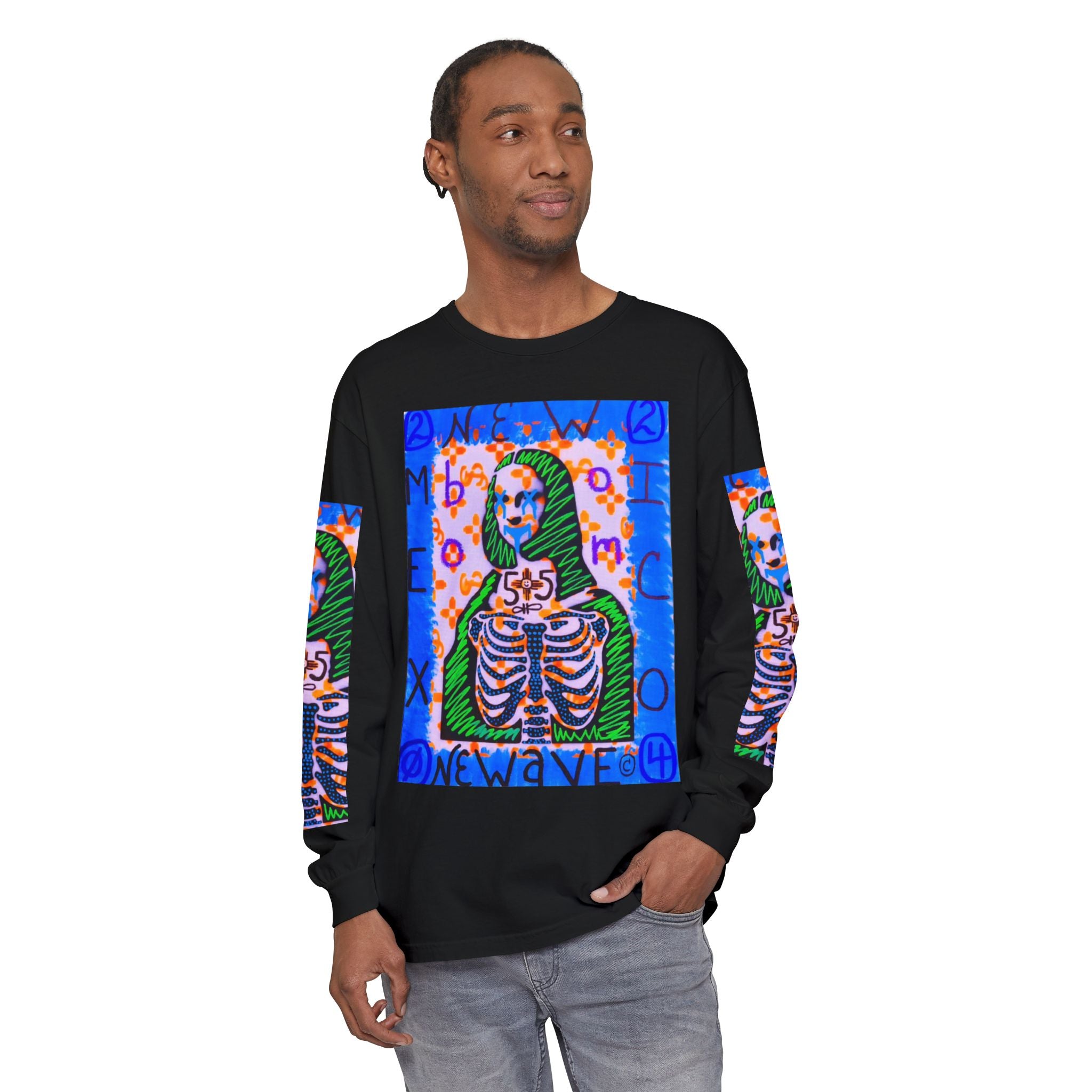 Skeleton Mona Lisa Long Sleeve Tee — 'New Wave' Graphic Shirt