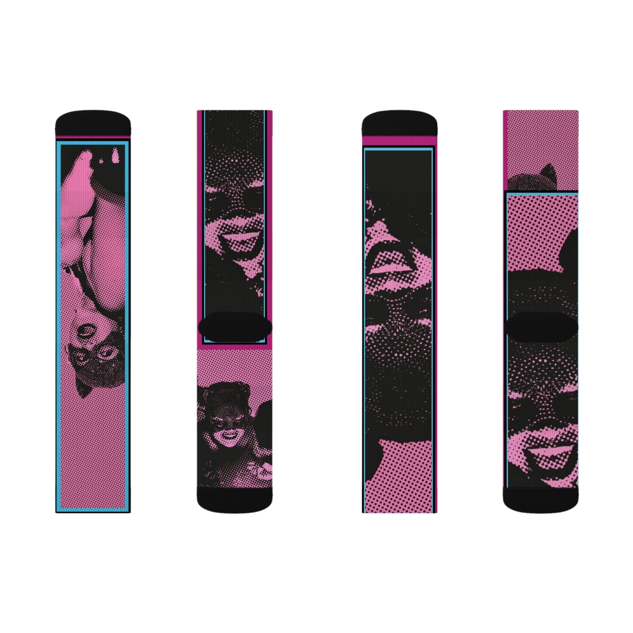 Catwoman by Factor VIII- Sublimation Socks: Bold Pop Art Socks for Unique Style, Colorful Crew Socks, Fun Gift for Artists, Statement Fashion Accessory