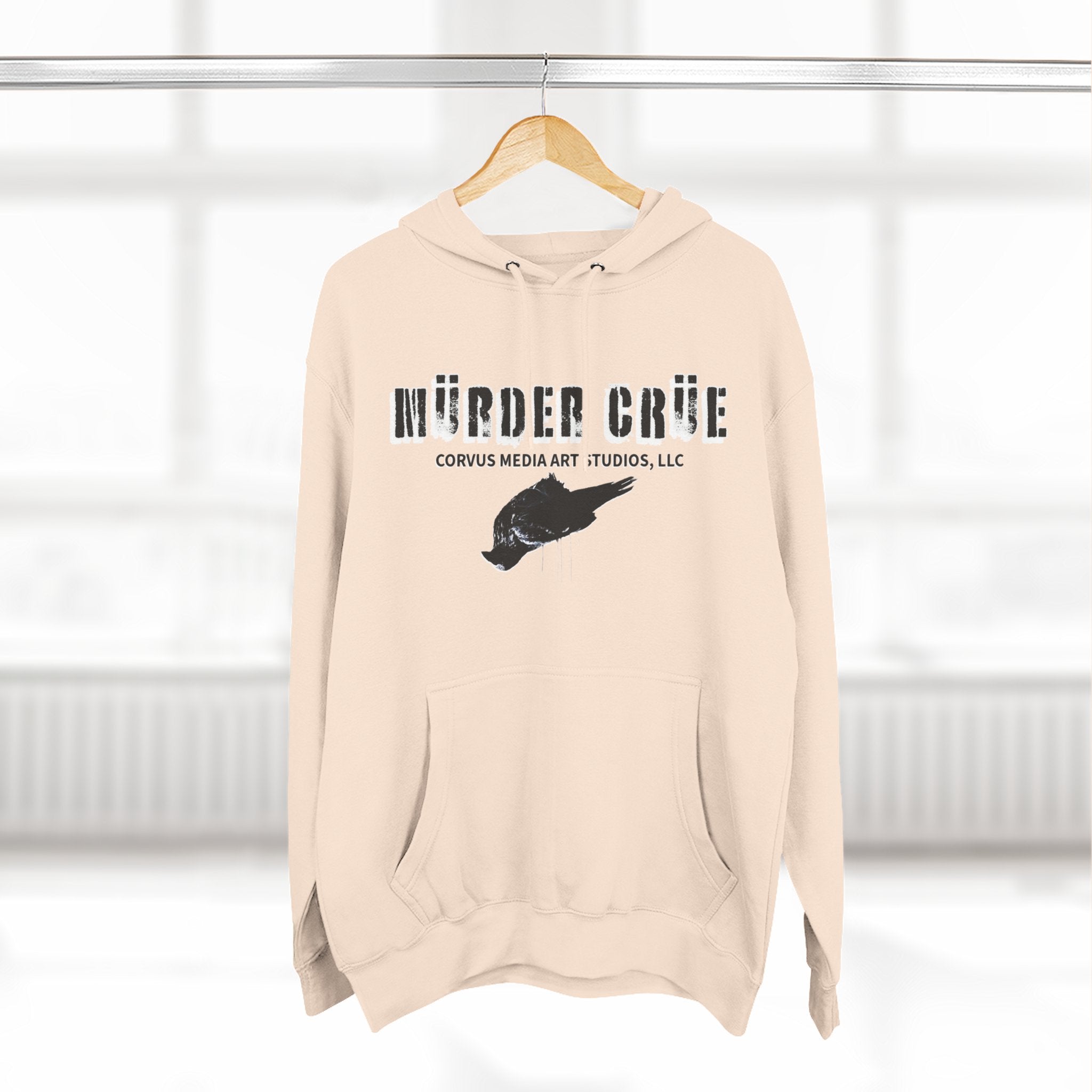 Steampunk crow Hoodie — 'Mürder Crüe' Graphic Fleece Hoodie with Feathered Raven Design