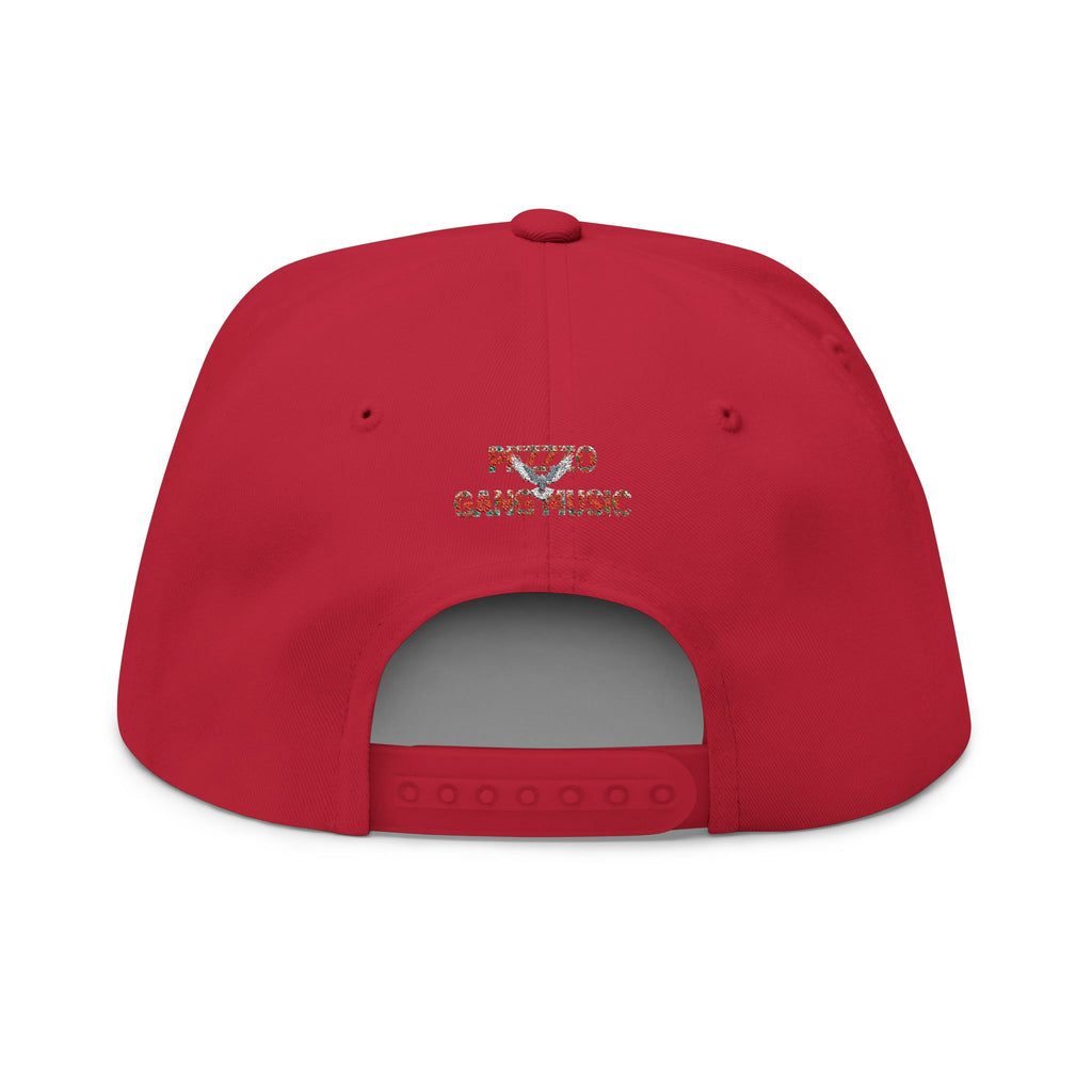 PEZZZO Gang Embroidered Flat Bill Cap — Floral Logo Snapback Hat