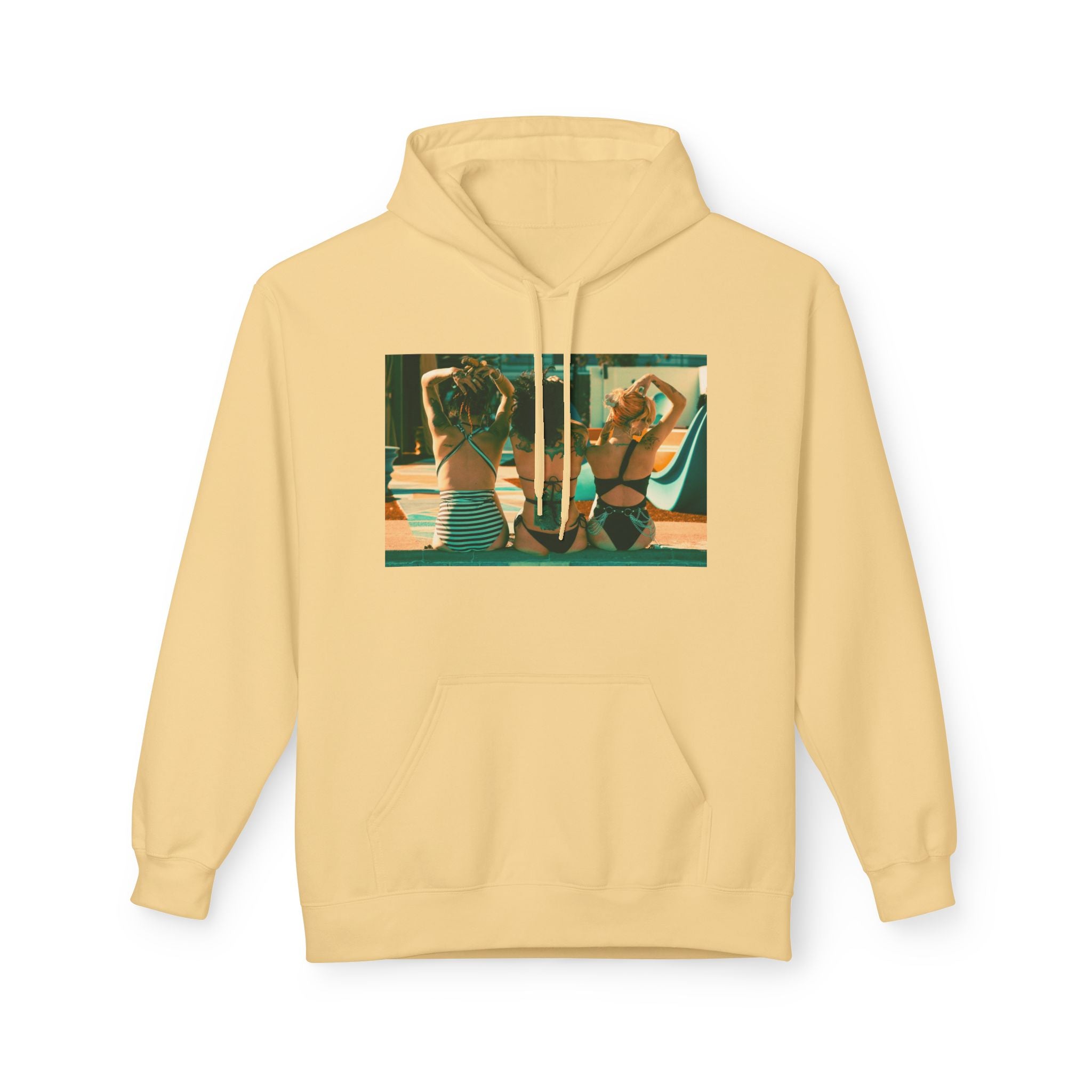 Retro Poolside Friends Hoodie — Vintage Bikini Photo Sweatshirt