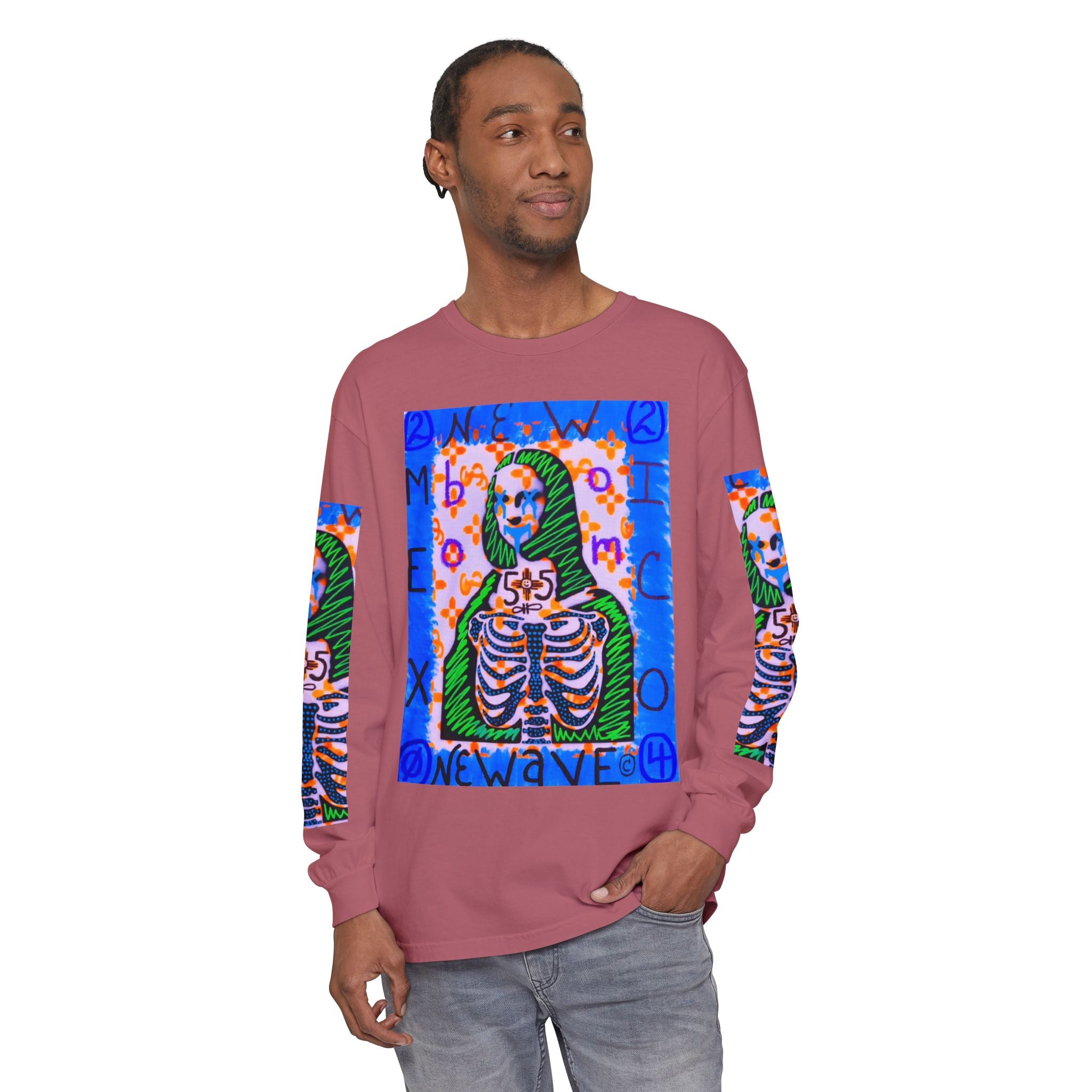 Skeleton Mona Lisa Long Sleeve Tee — 'New Wave' Graphic Shirt