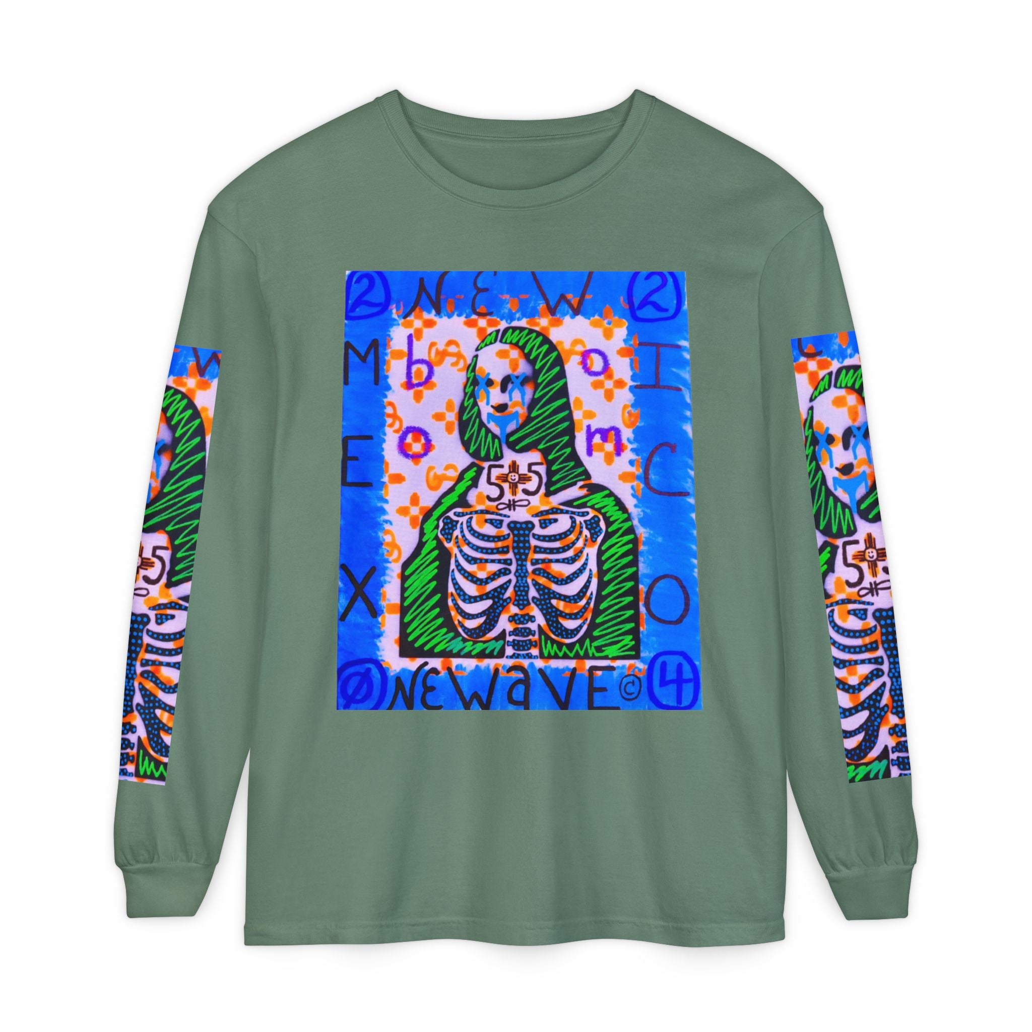 Skeleton Mona Lisa Long Sleeve Tee — 'New Wave' Graphic Shirt