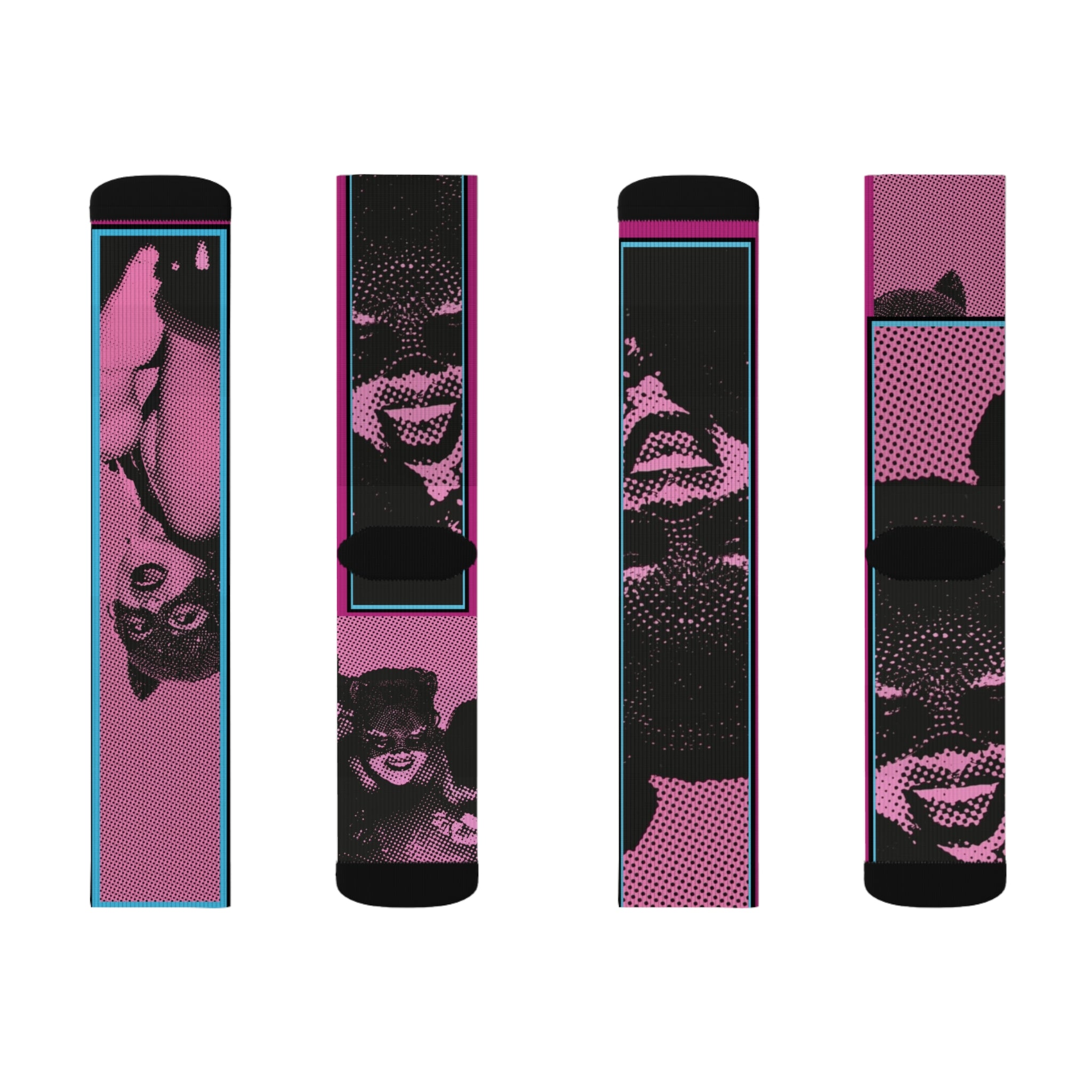 Catwoman by Factor VIII- Sublimation Socks: Bold Pop Art Socks for Unique Style, Colorful Crew Socks, Fun Gift for Artists, Statement Fashion Accessory