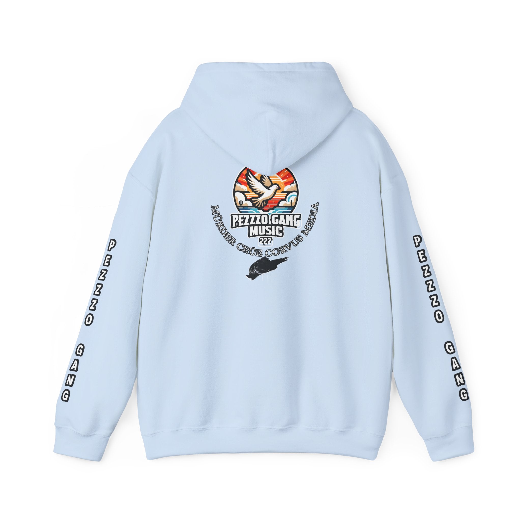 Pezzzo Gang & Mürder Crüe Collab Hoodie — Dove and Crow Contrast Graphic Pullover