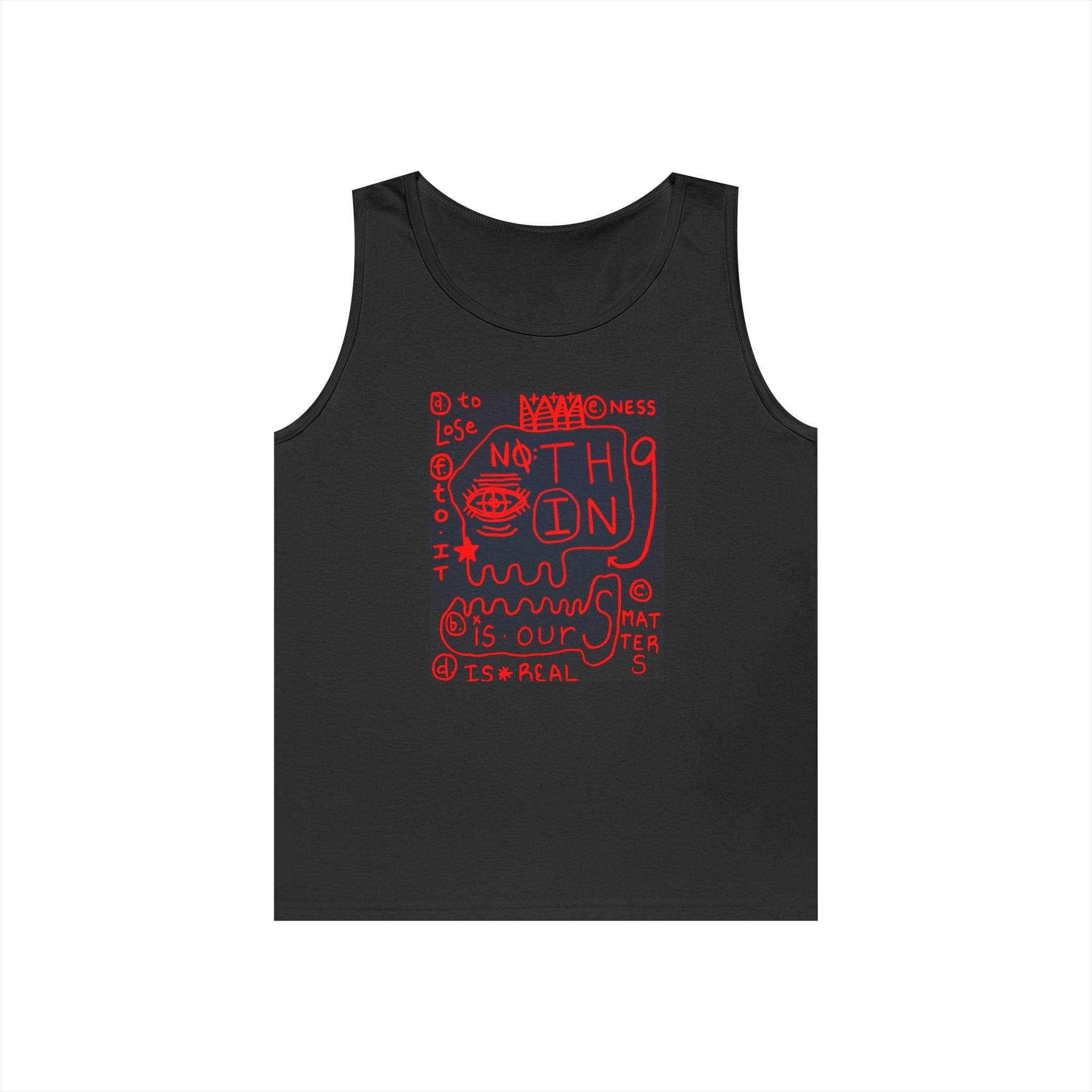 Graphic Tank Top — Red Doodle 'Nothing' Street Art Design