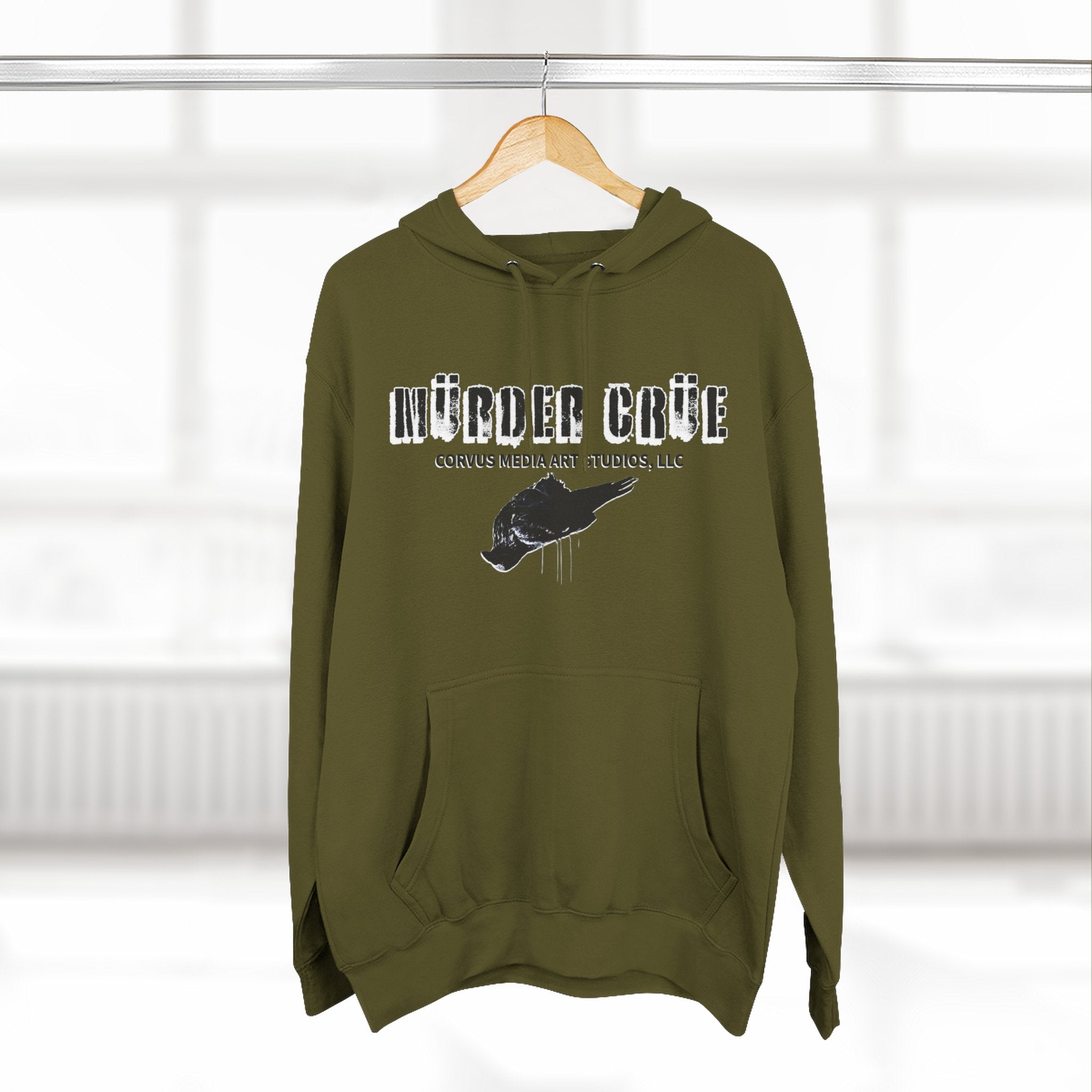 Steampunk crow Hoodie — 'Mürder Crüe' Graphic Fleece Hoodie with Feathered Raven Design