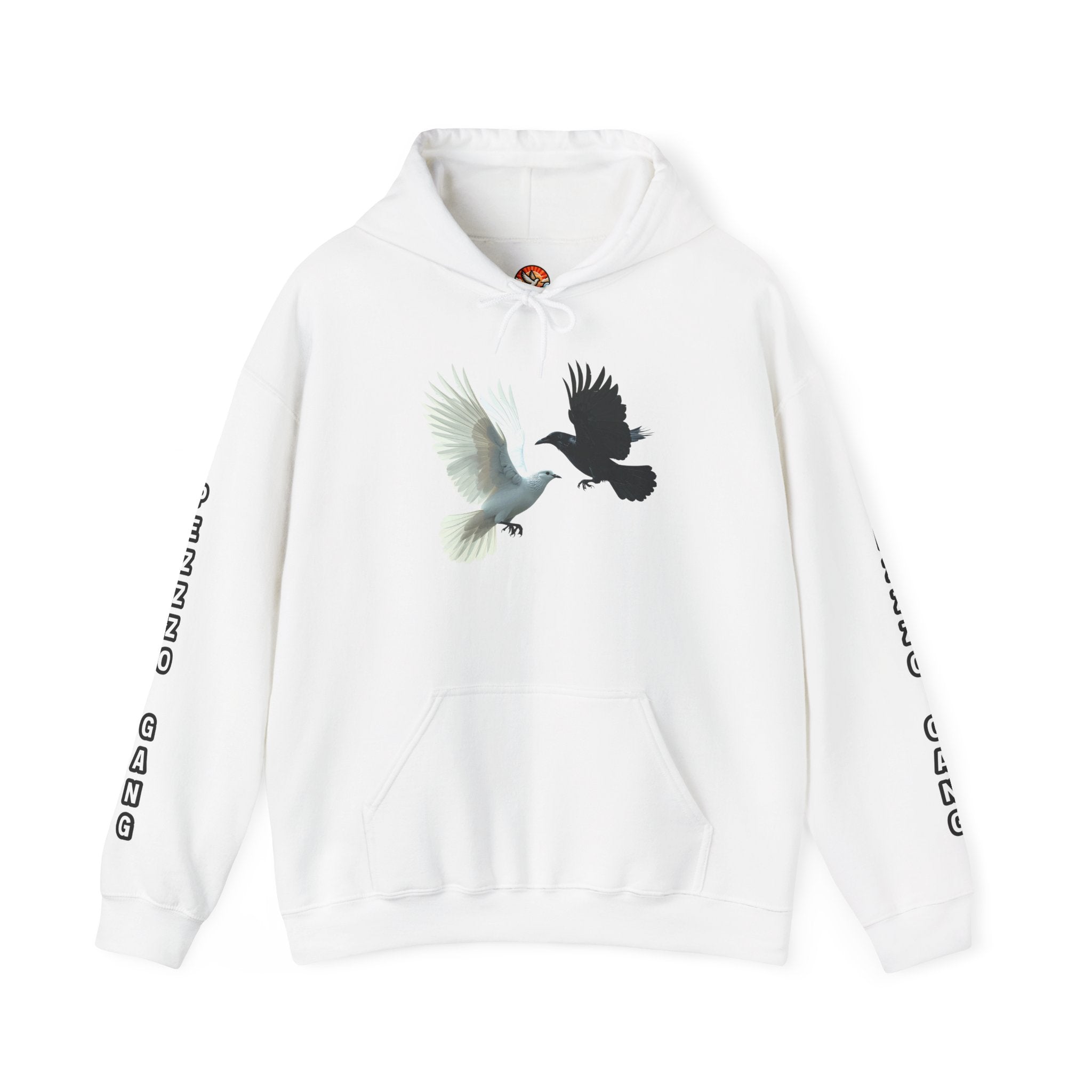 Pezzzo Gang & Mürder Crüe Collab Hoodie — Dove and Crow Contrast Graphic Pullover