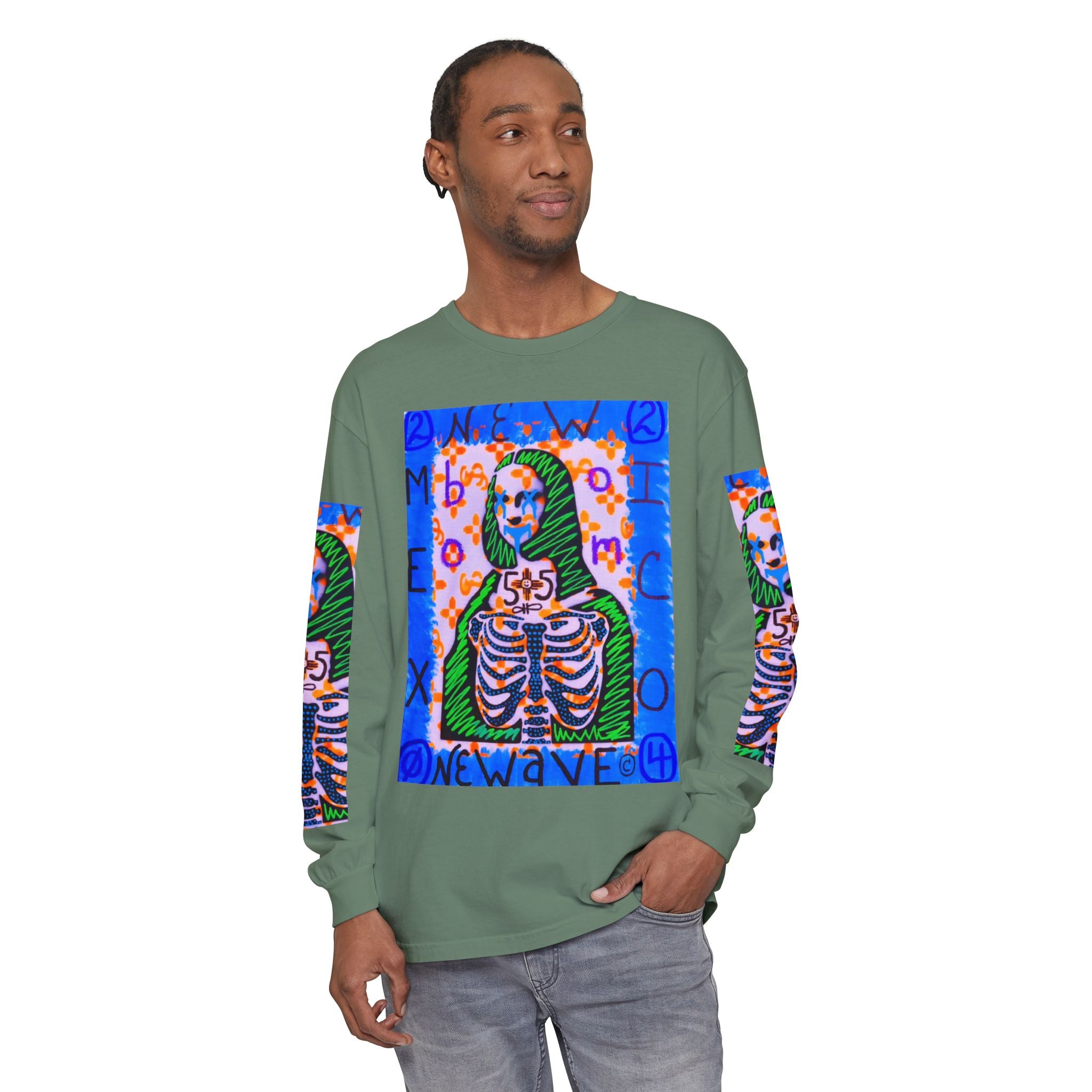 Skeleton Mona Lisa Long Sleeve Tee — 'New Wave' Graphic Shirt