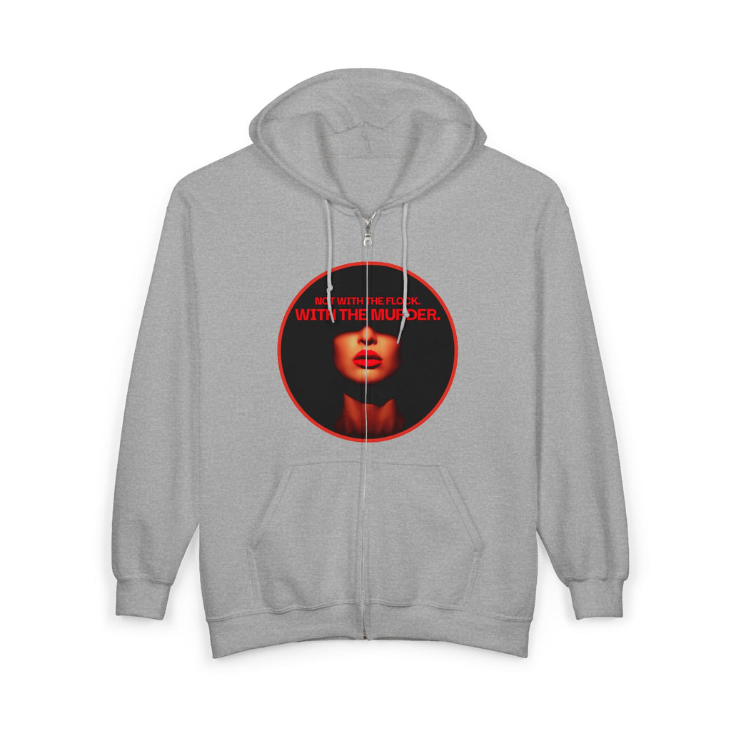 Full-Zip Hoodie — "Not With The flock With The Murder" Red Noir Graphic