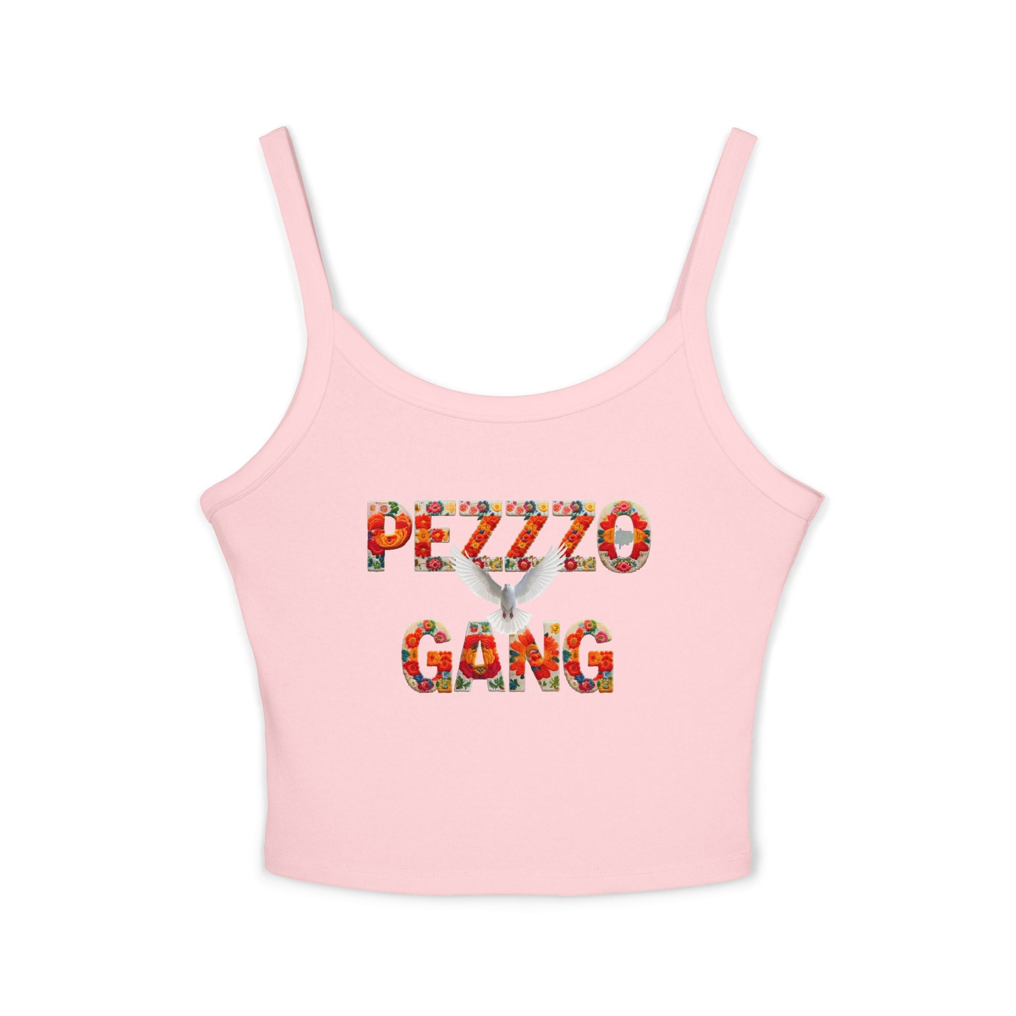 Pezzzo Gang Floral Crop Tank — Women's Spaghetti Strap Graphic Tank Top