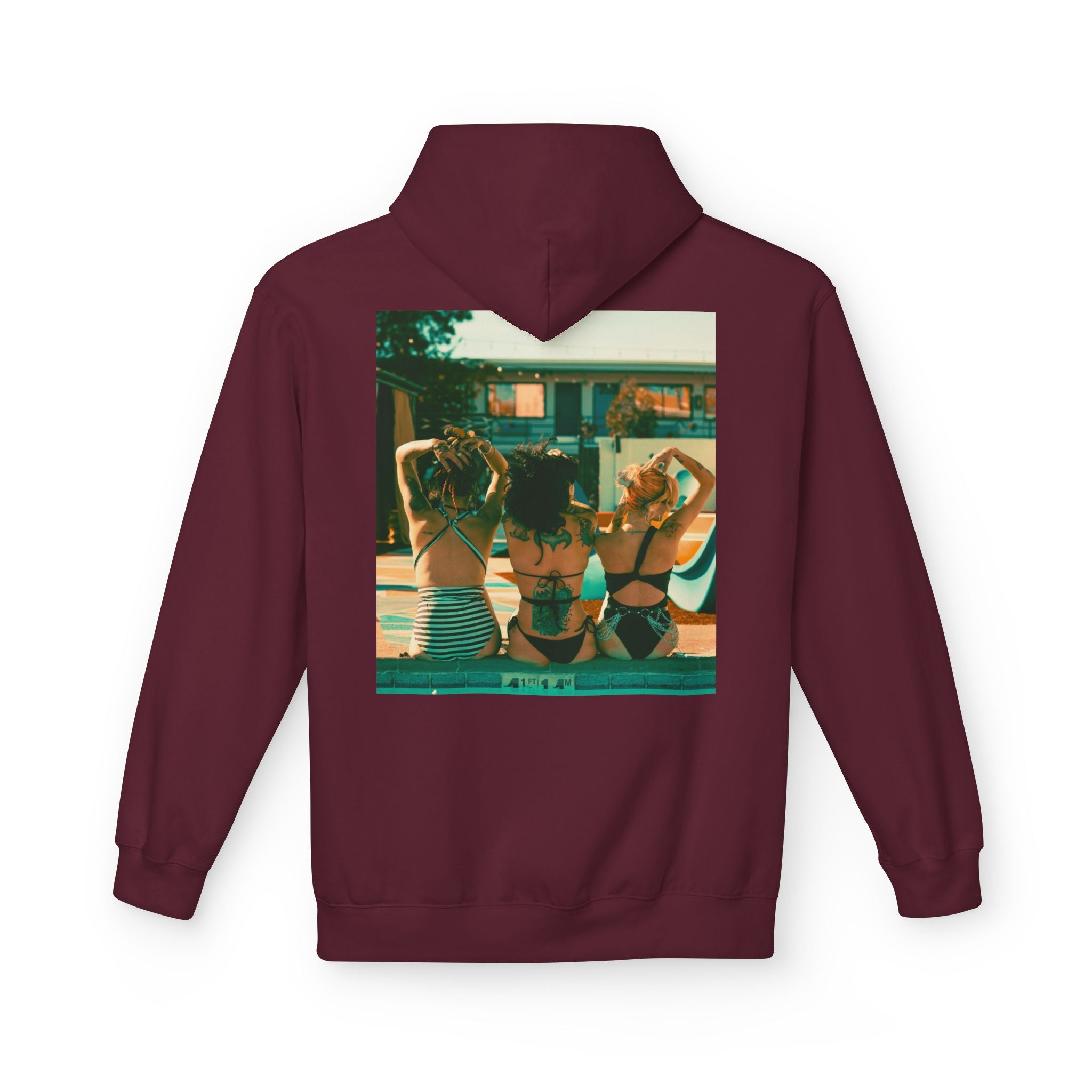 Retro Poolside Friends Hoodie — Vintage Bikini Photo Sweatshirt