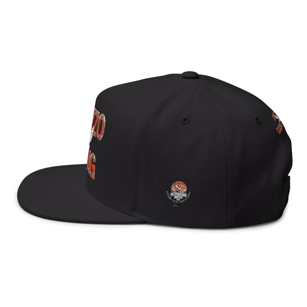 PEZZZO Gang Embroidered Flat Bill Cap — Floral Logo Snapback Hat