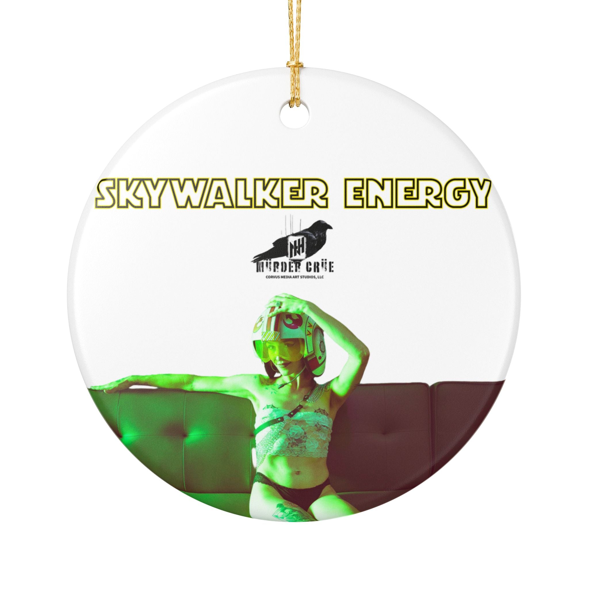 Skywalker Energy Ceramic Ornament — Retro Neon Pinup Holiday Decor