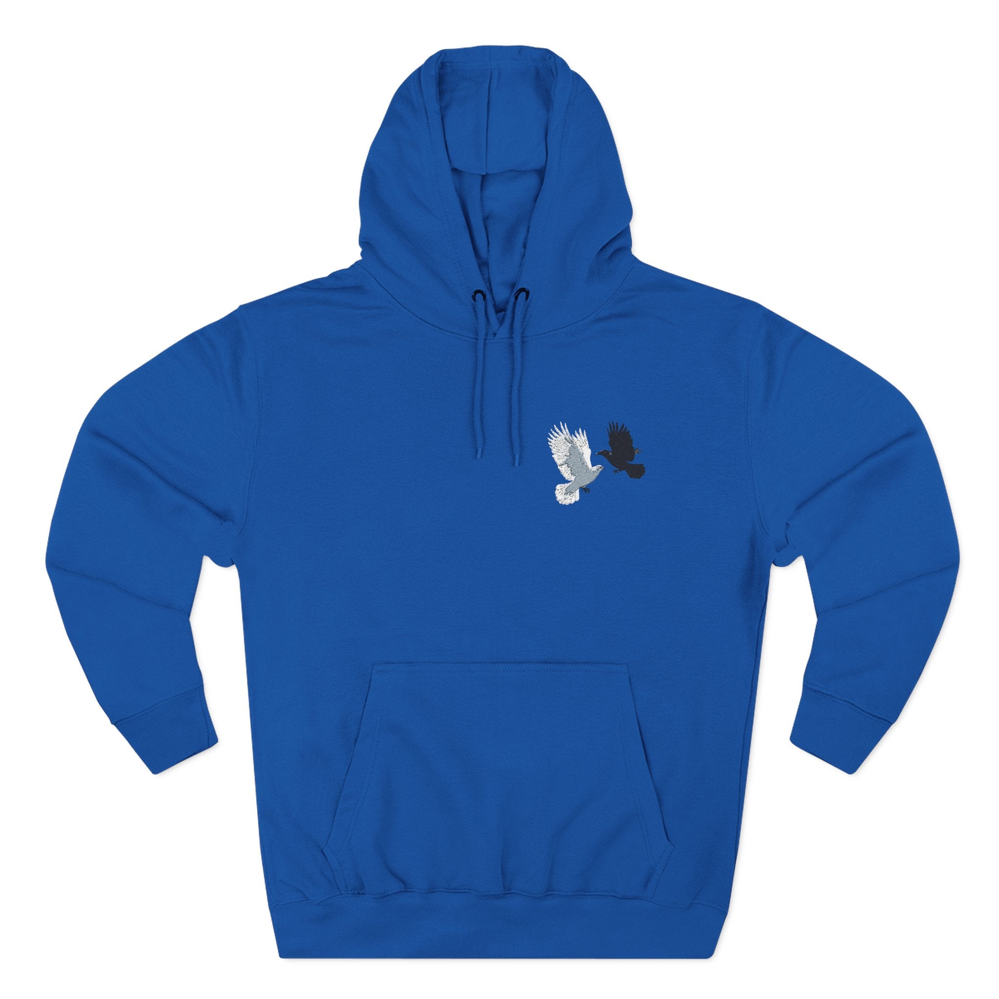 Raven & Dove Minimalist Hoodie — Small Chest Bird Graphic