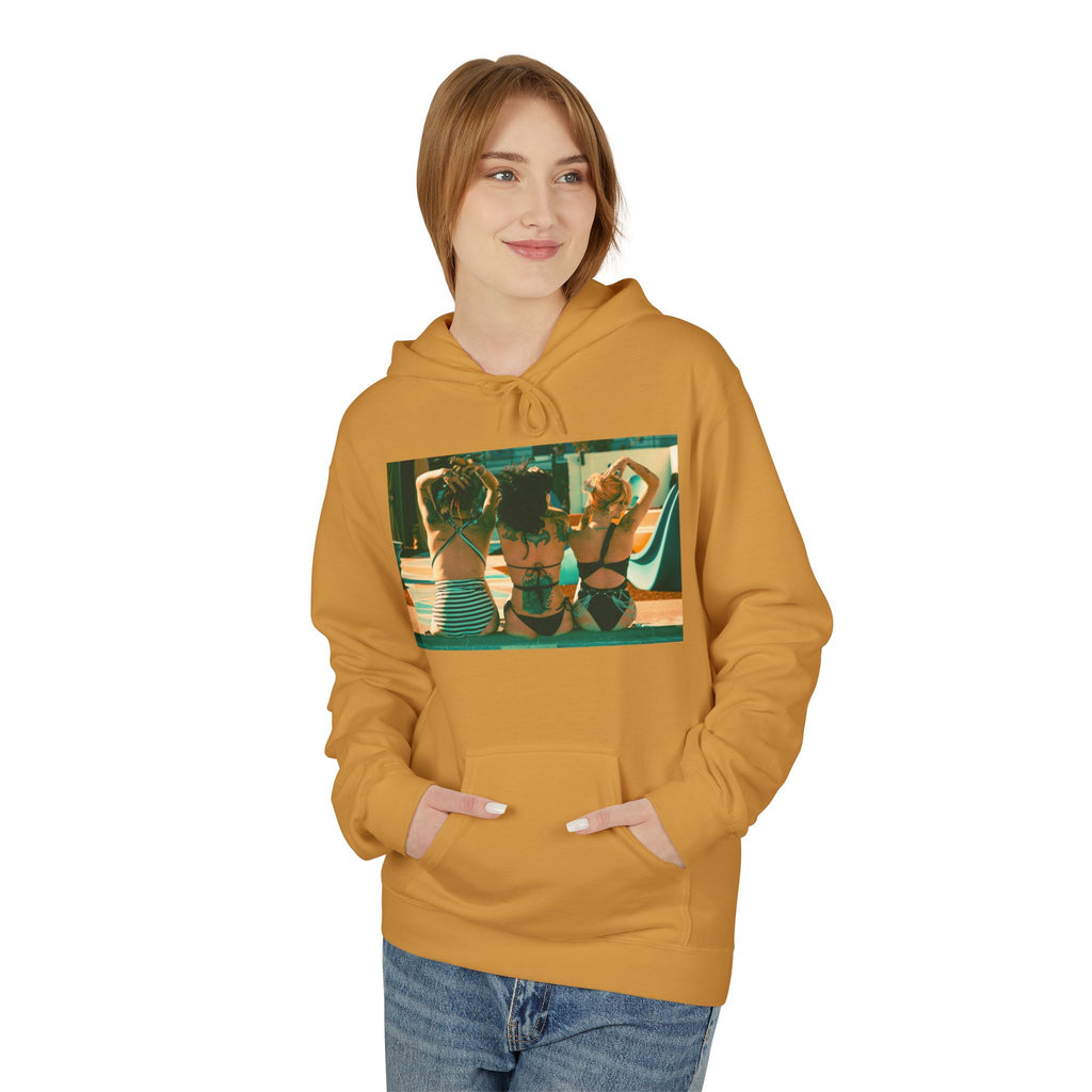 Retro Poolside Friends Hoodie — Vintage Bikini Photo Sweatshirt