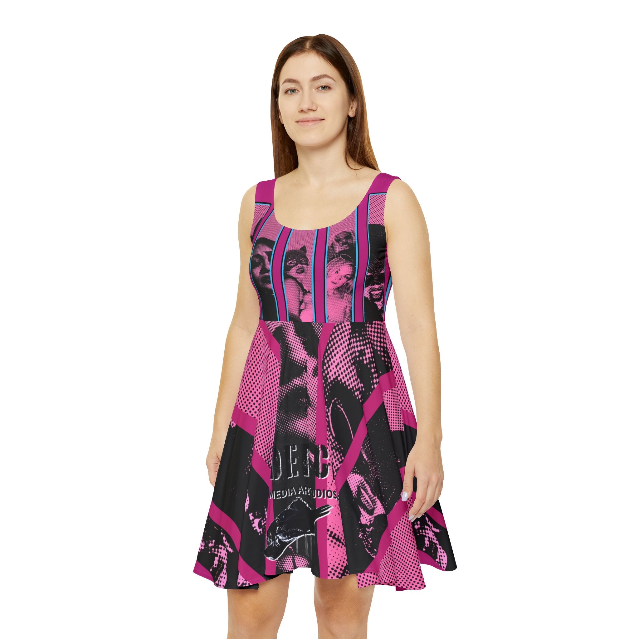 Baddies Mürder Crüe by Factor VIII- Graphic Women's Skater Dress, Trendy Casual Wear, Festival Outfit, Summer Dress, Art Inspired Fashion, Unique Party Dress