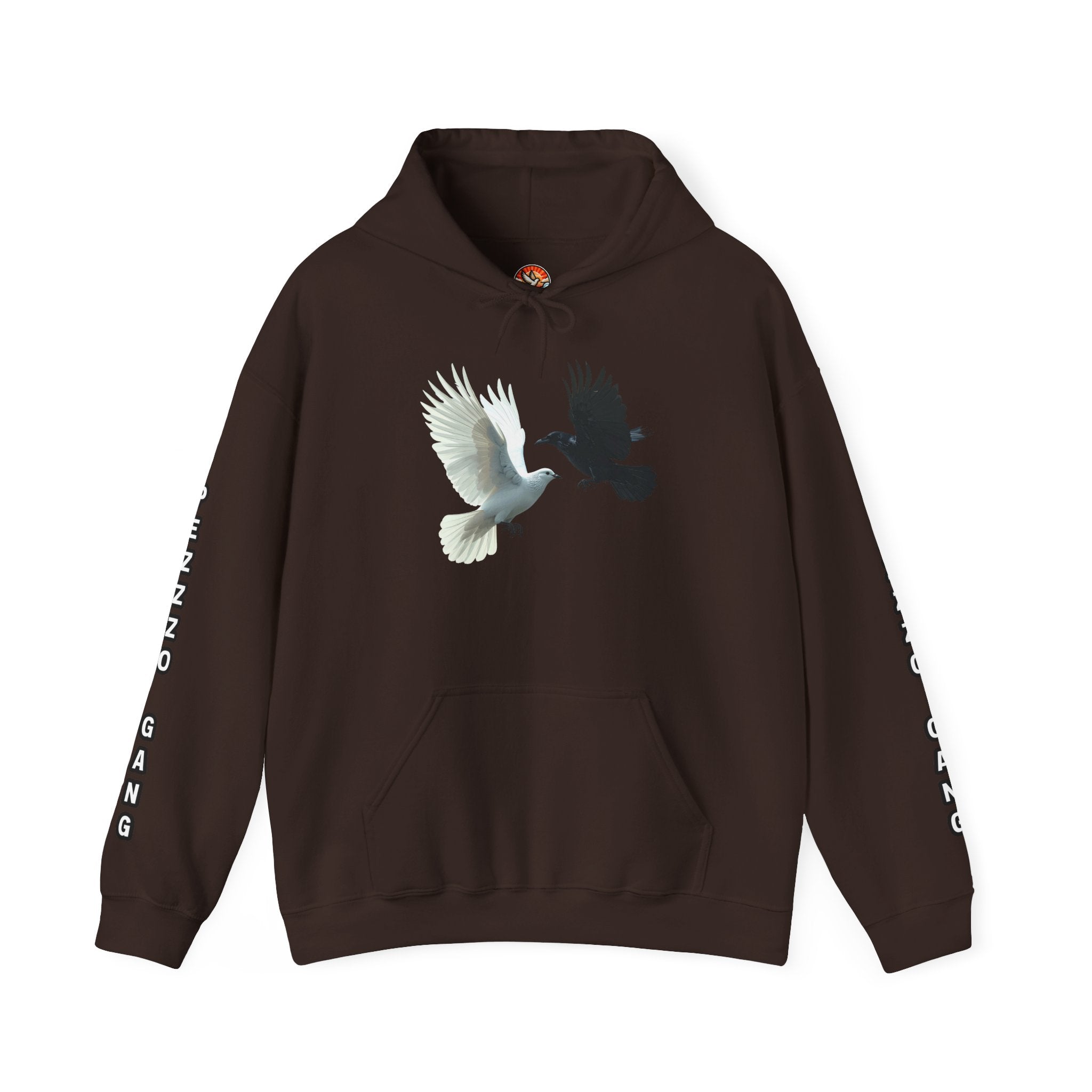Pezzzo Gang & Mürder Crüe Collab Hoodie — Dove and Crow Contrast Graphic Pullover