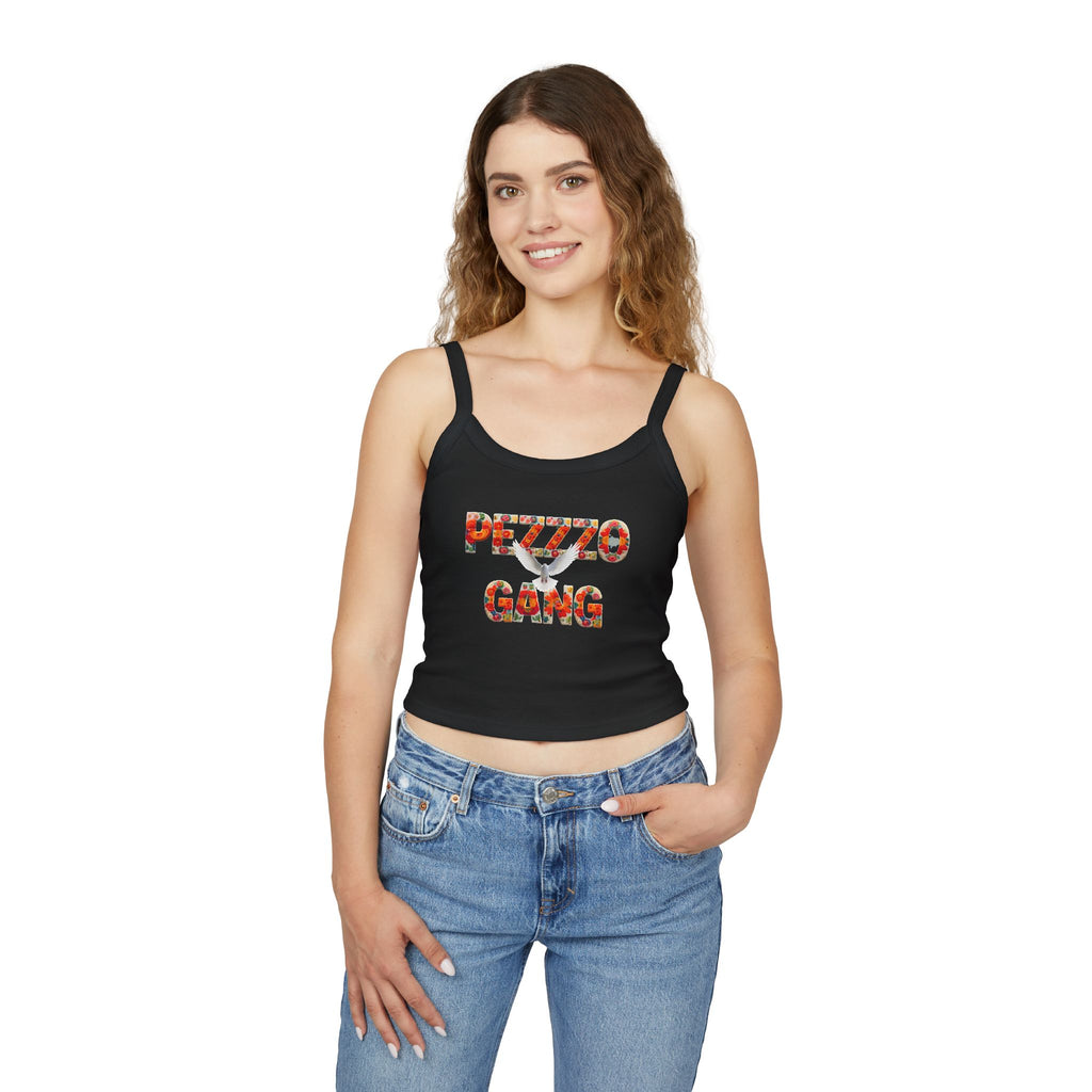Pezzzo Gang Floral Crop Tank — Women's Spaghetti Strap Graphic Tank Top