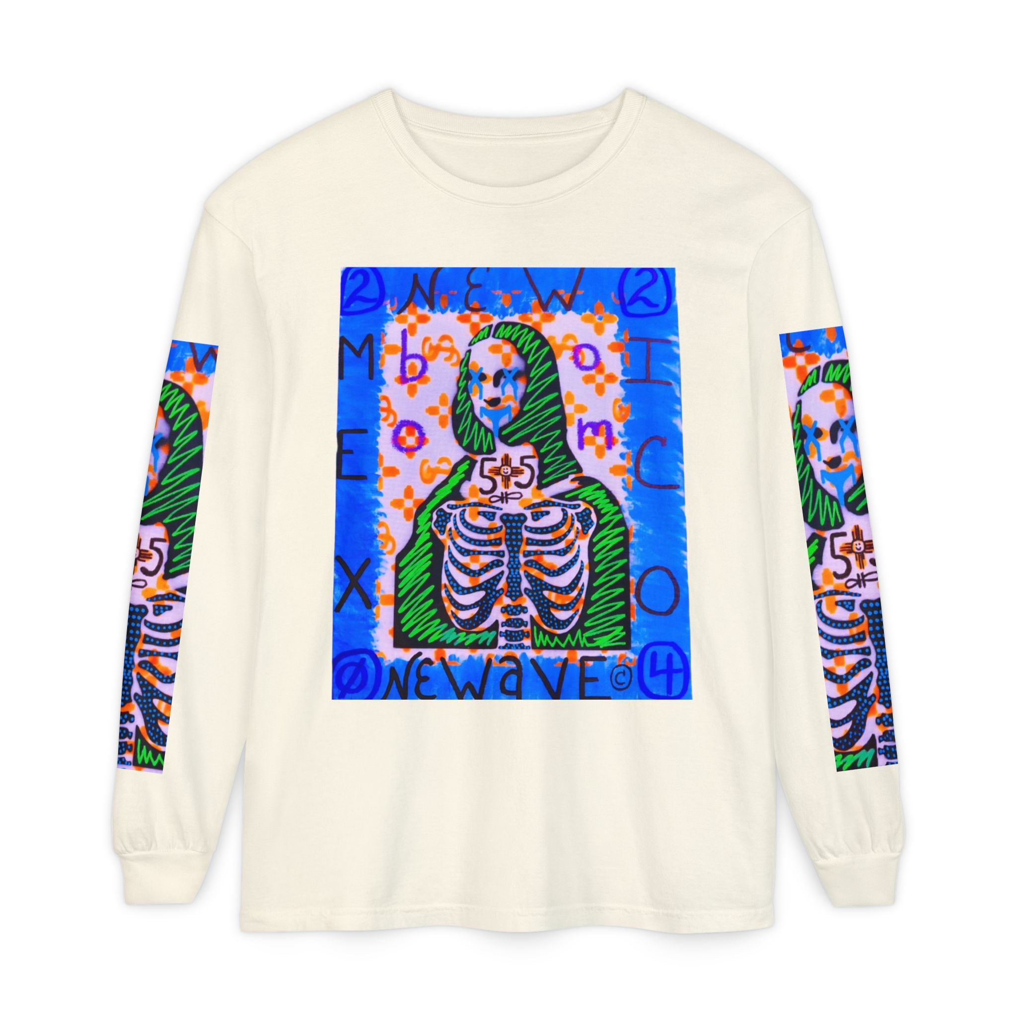 Skeleton Mona Lisa Long Sleeve Tee — 'New Wave' Graphic Shirt