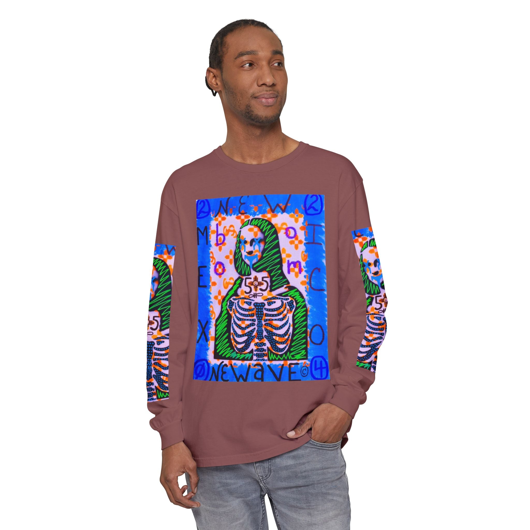 Skeleton Mona Lisa Long Sleeve Tee — 'New Wave' Graphic Shirt