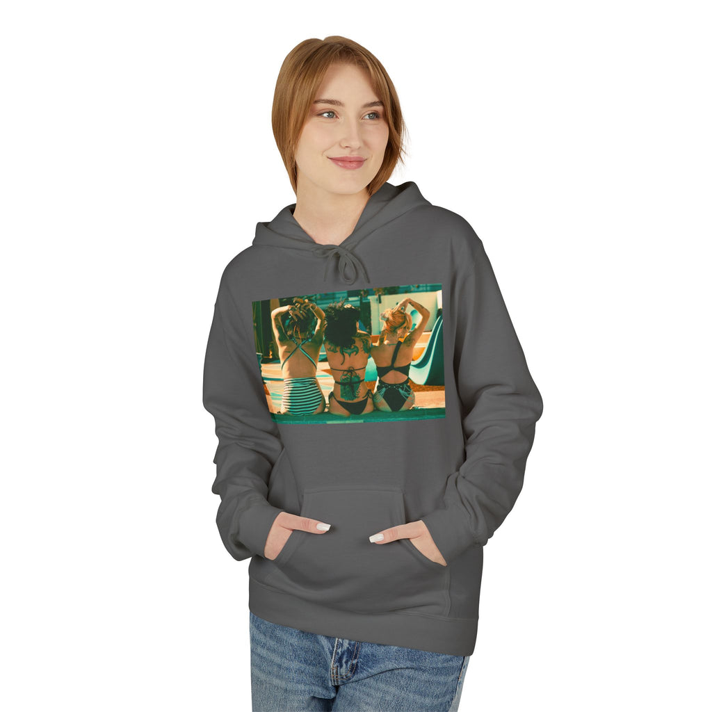 Retro Poolside Friends Hoodie — Vintage Bikini Photo Sweatshirt