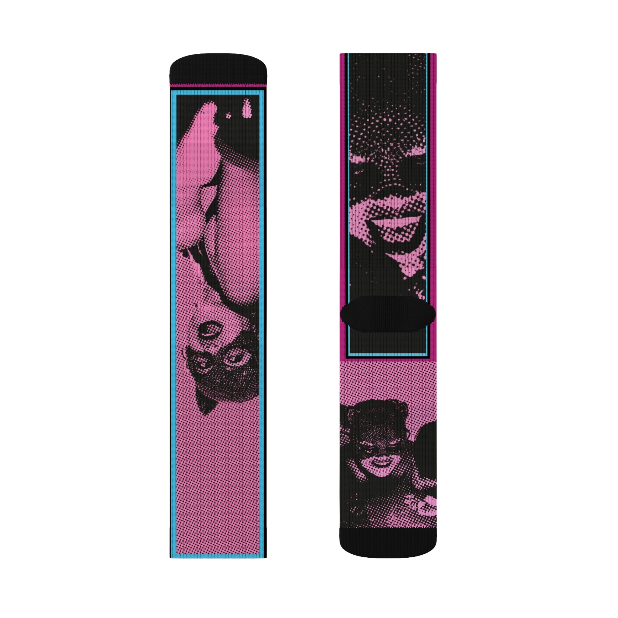 Catwoman by Factor VIII- Sublimation Socks: Bold Pop Art Socks for Unique Style, Colorful Crew Socks, Fun Gift for Artists, Statement Fashion Accessory
