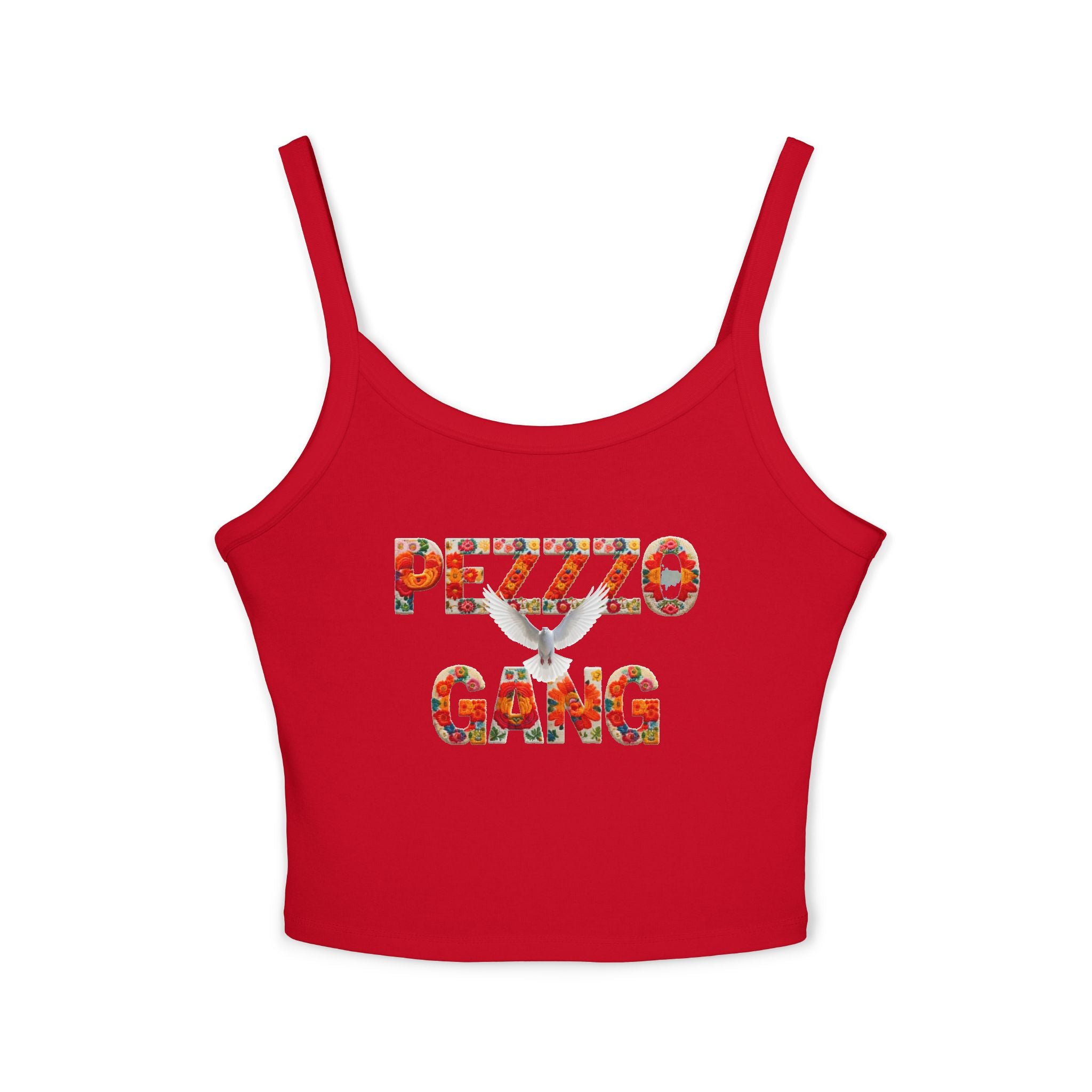 Pezzzo Gang Floral Crop Tank — Women's Spaghetti Strap Graphic Tank Top