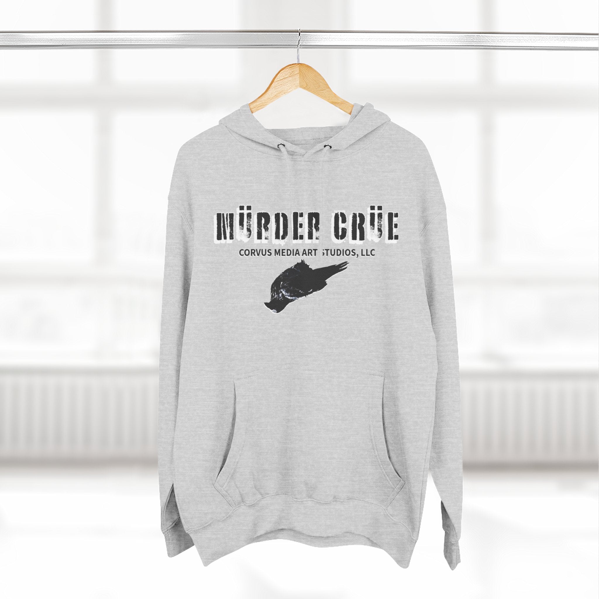 Steampunk crow Hoodie — 'Mürder Crüe' Graphic Fleece Hoodie with Feathered Raven Design