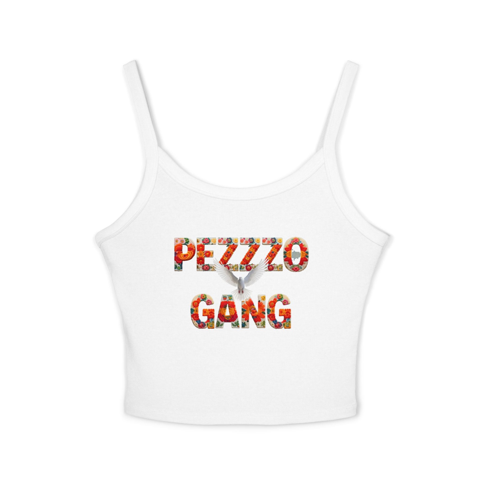 Pezzzo Gang Floral Crop Tank — Women's Spaghetti Strap Graphic Tank Top