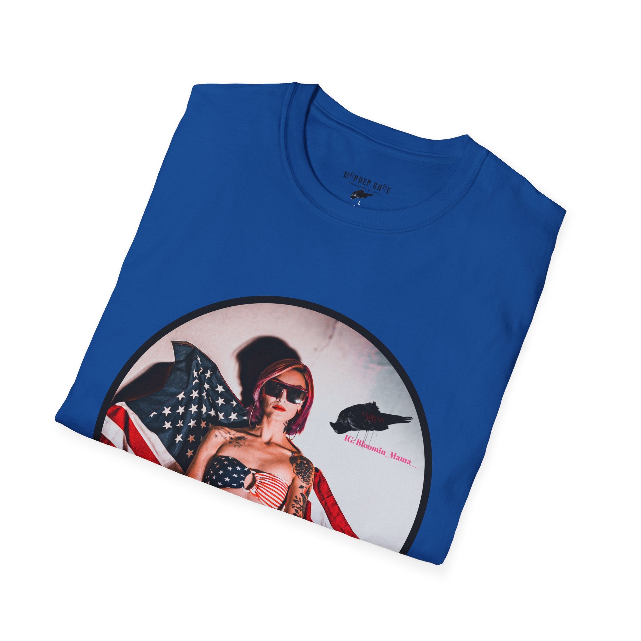 Patriotic Pin-Up T-Shirt — American Flag Bikini Girl Graphic Tee